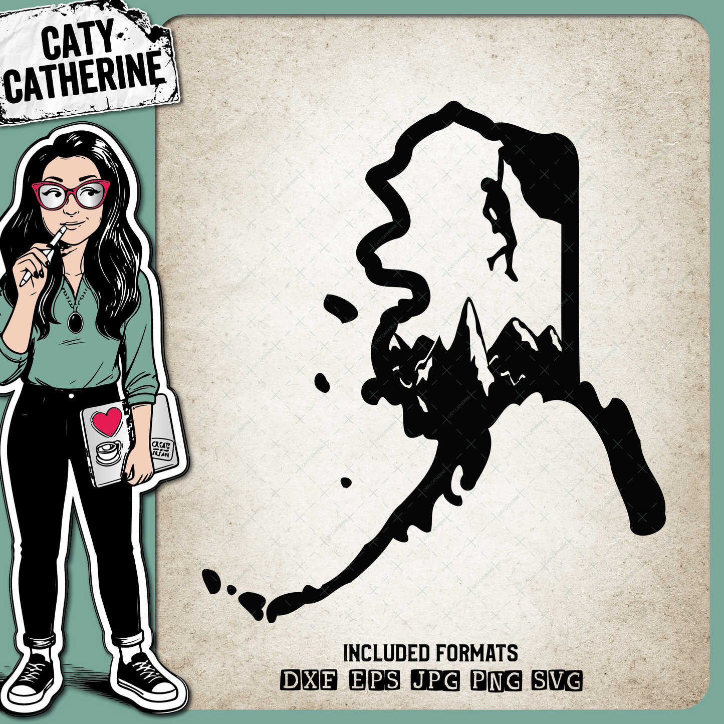 Alaska US State Climber Climbing Climb – Travel SVG Design by Caty Catherine