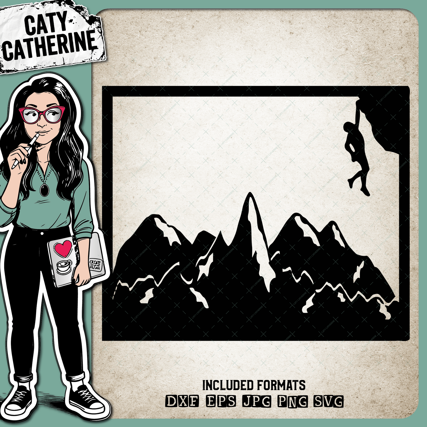 Wyoming US State Climber Climbing Climb – Travel SVG Design by Caty Catherine