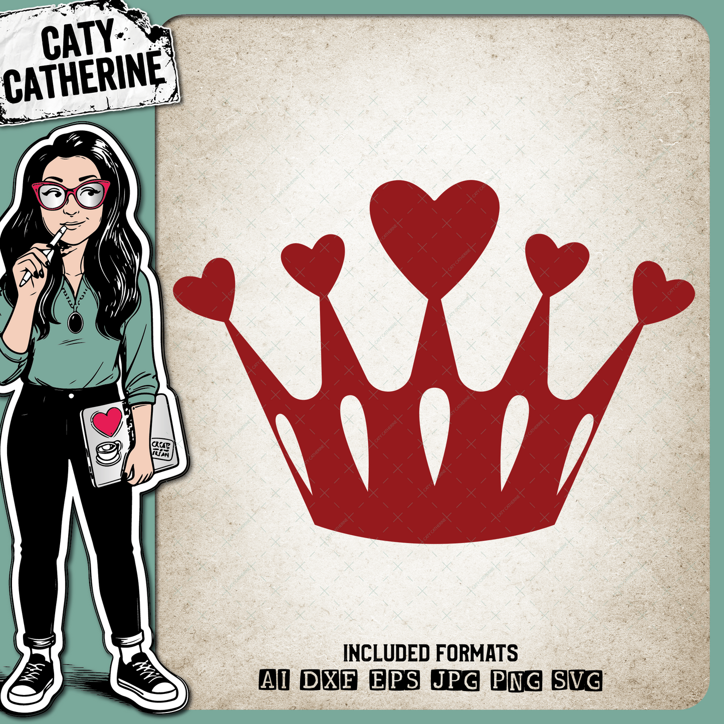 Heart Crown Princess – Creative Elements SVG Design by Caty Catherine