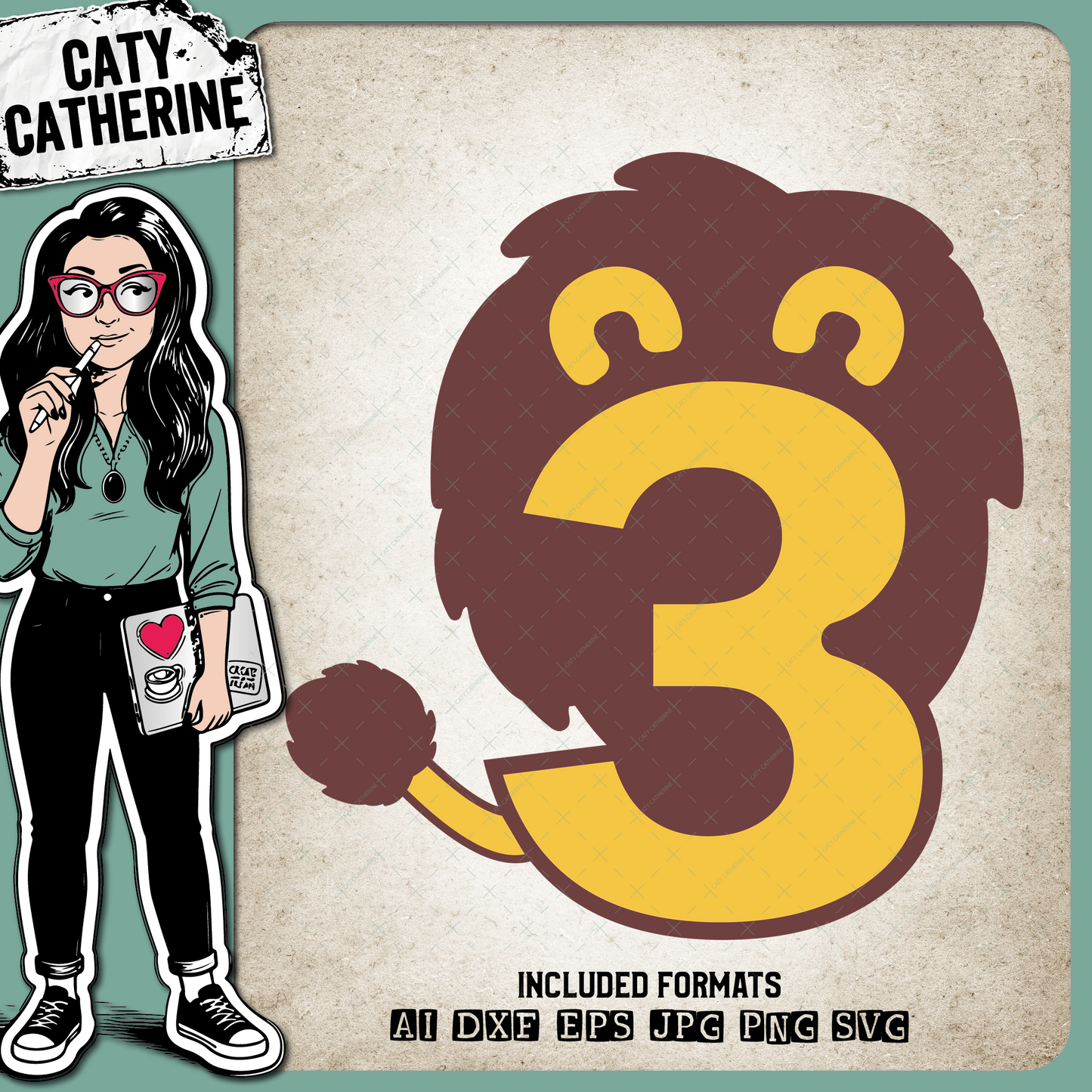 3 Three Years Old Lion Jungle Theme – Birthday SVG Design by Caty Catherine