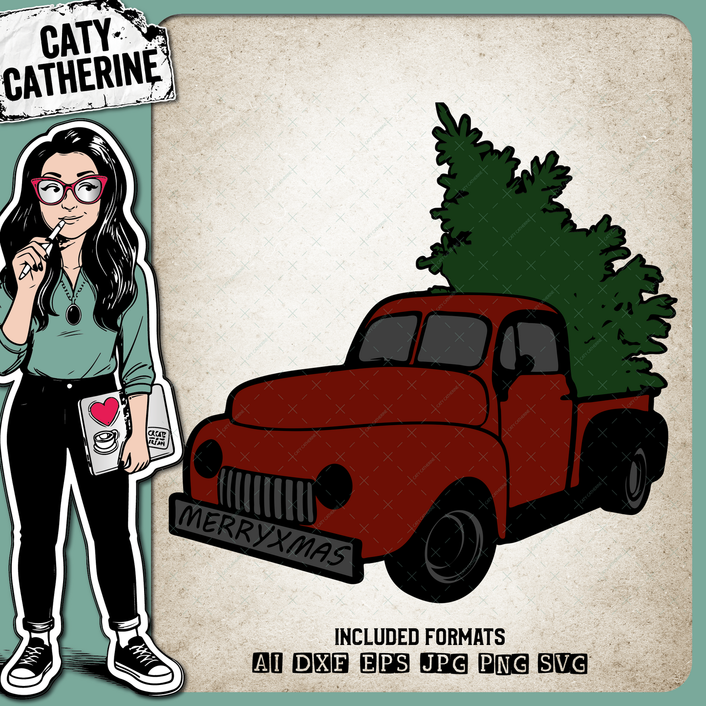 Merry Christmas Pickup Truck Tree – SVG Design by Caty Catherine