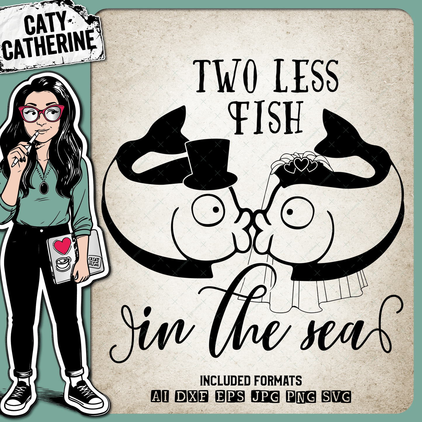 Two Less Fish In The Sea Mr & Mrs Wedding – SVG Design by Caty Catherine