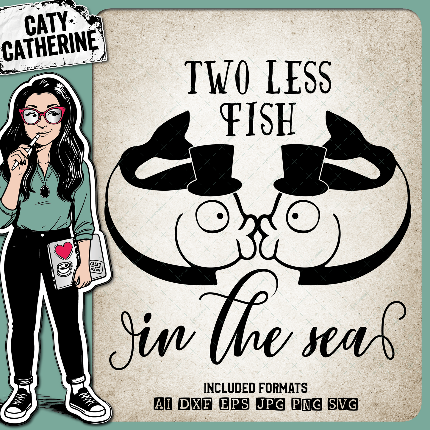 Two Less Fish In The Sea Mr & Mr Wedding – SVG Design by Caty Catherine