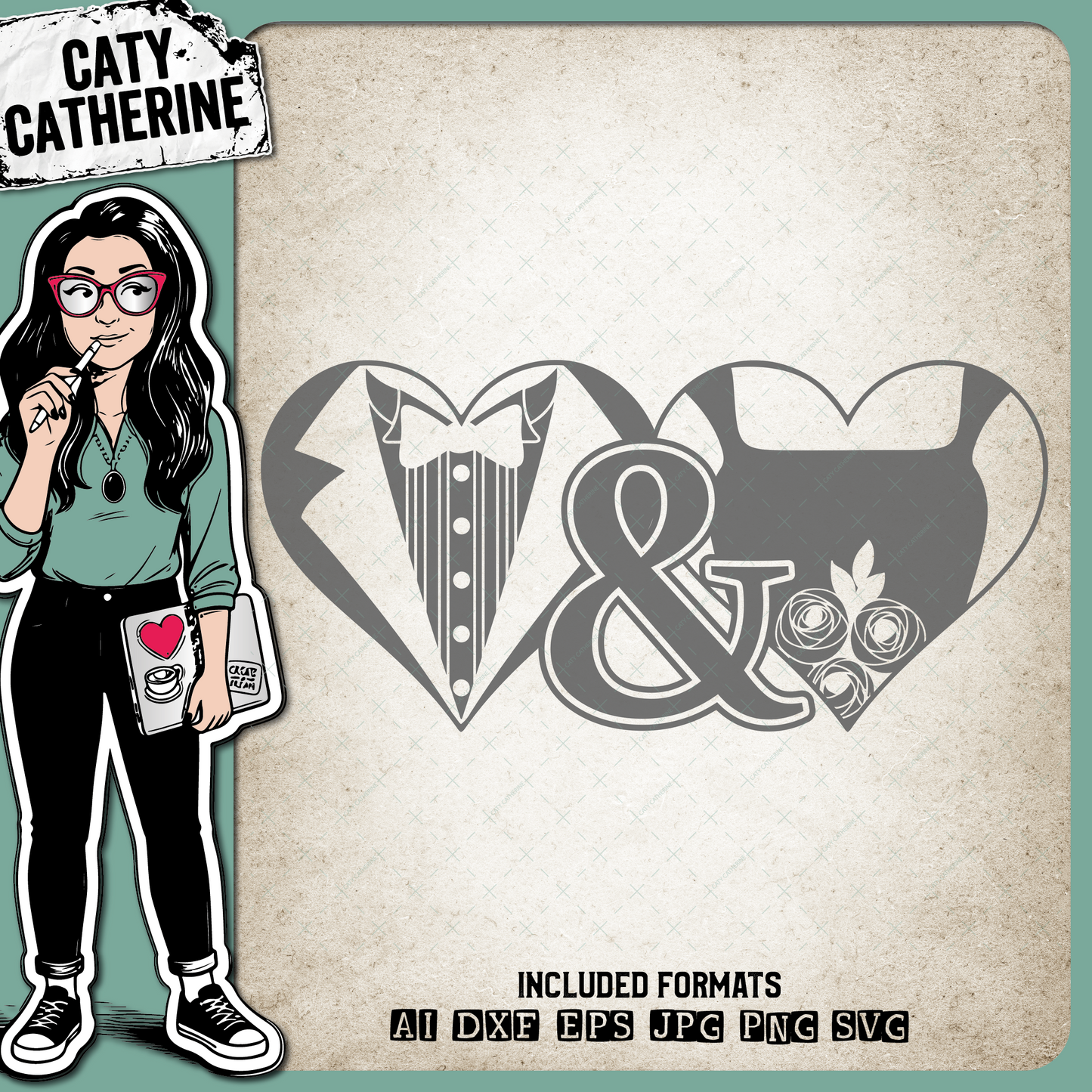 Mr & Mrs Bride & Groom Wedding – SVG Design by Caty Catherine