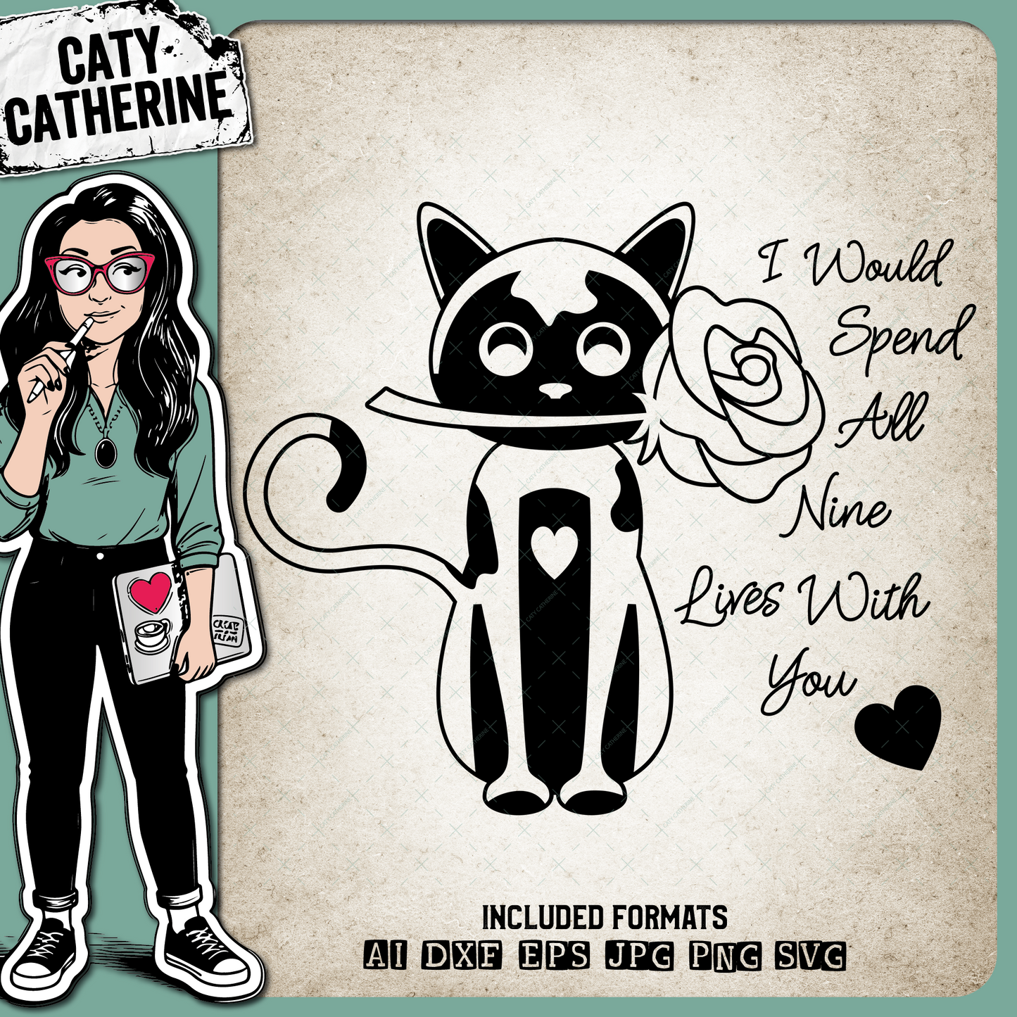 I Would Spend All Nine Lives With You Couple Love – SVG Design by Caty Catherine