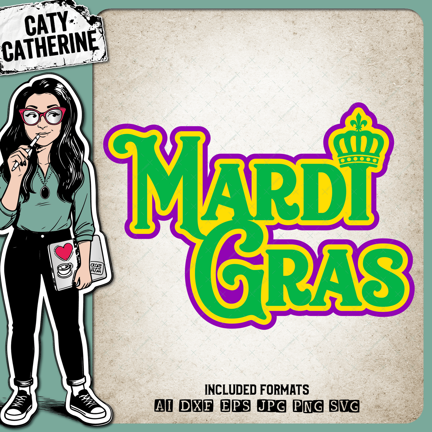 Mardi Gras Purple Yellow Green – SVG Design by Caty Catherine