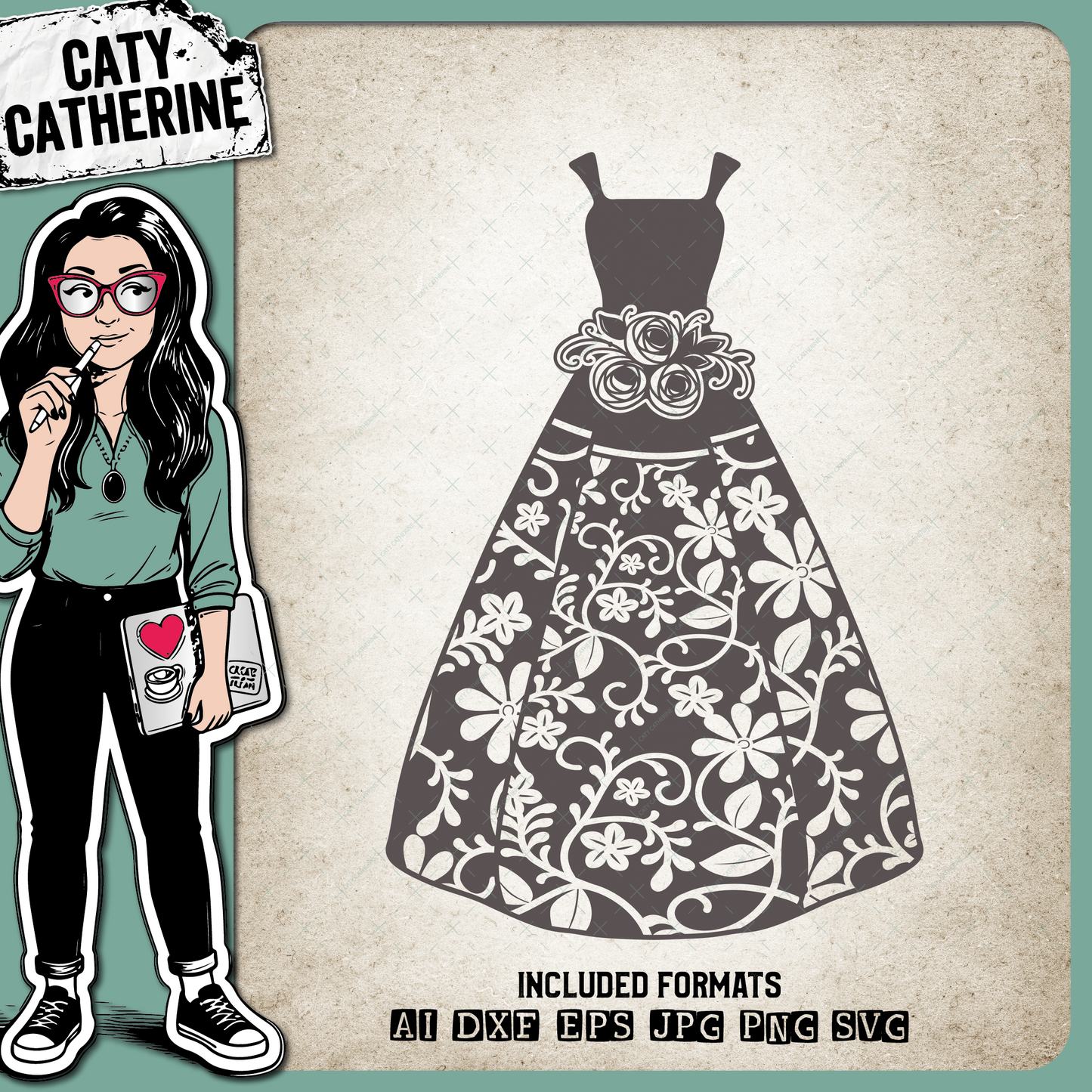 Bride Dress Gown Wedding Bouquet – SVG Design by Caty Catherine