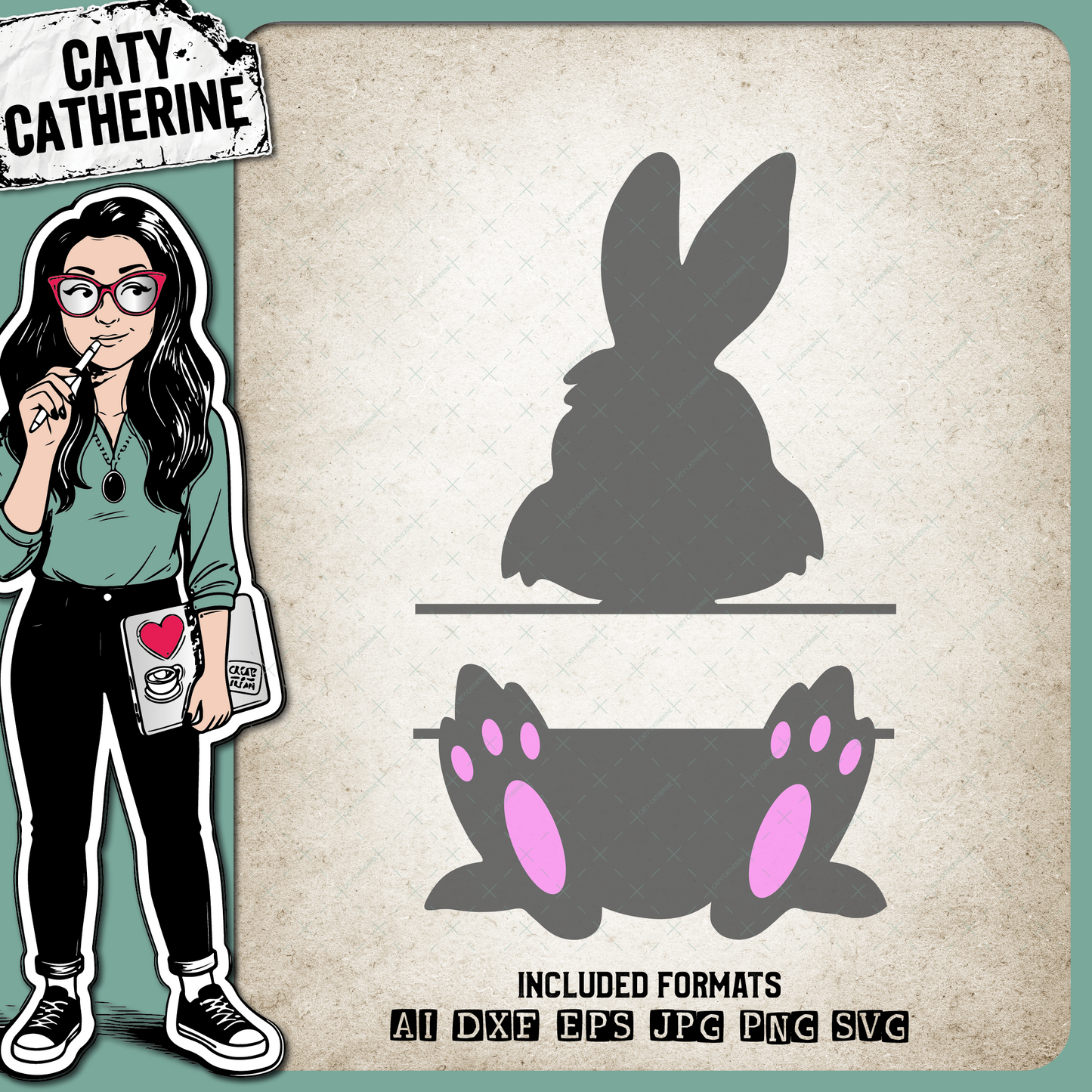 Easter Bunny Split Monogram – Monograms SVG Design by Caty Catherine