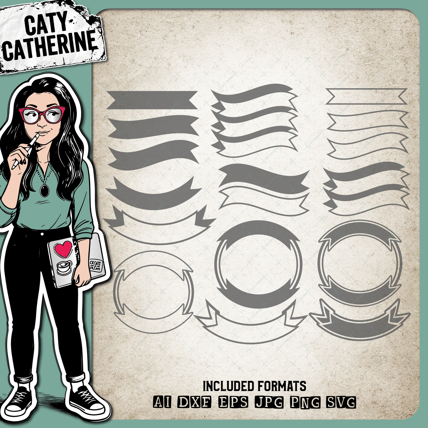 Ribbon Banner Design Elements Set of 17 s – Creative Elements SVG Design by Caty Catherine