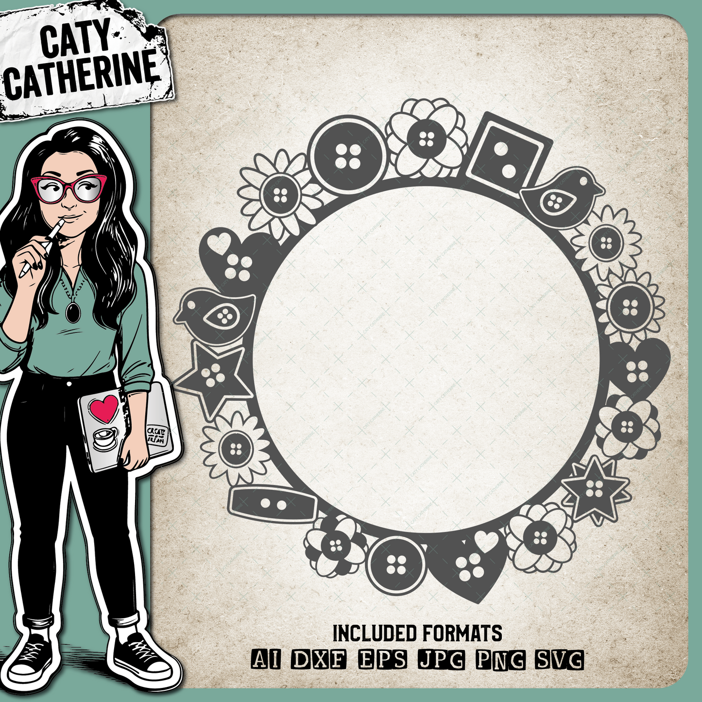 Button Monogram Frame – Monograms SVG Design by Caty Catherine