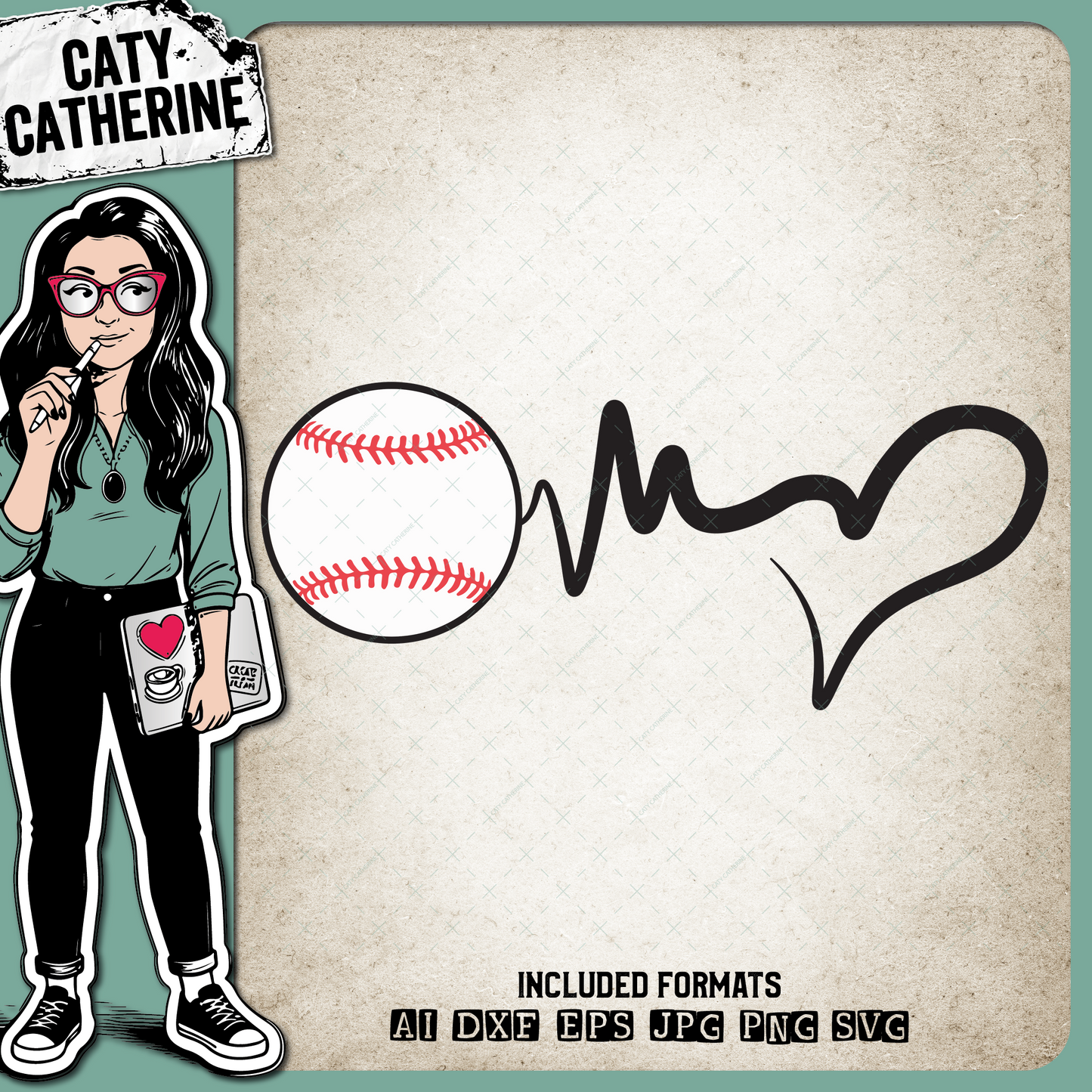 Heartbeat Love Baseball – Sport SVG Design by Caty Catherine