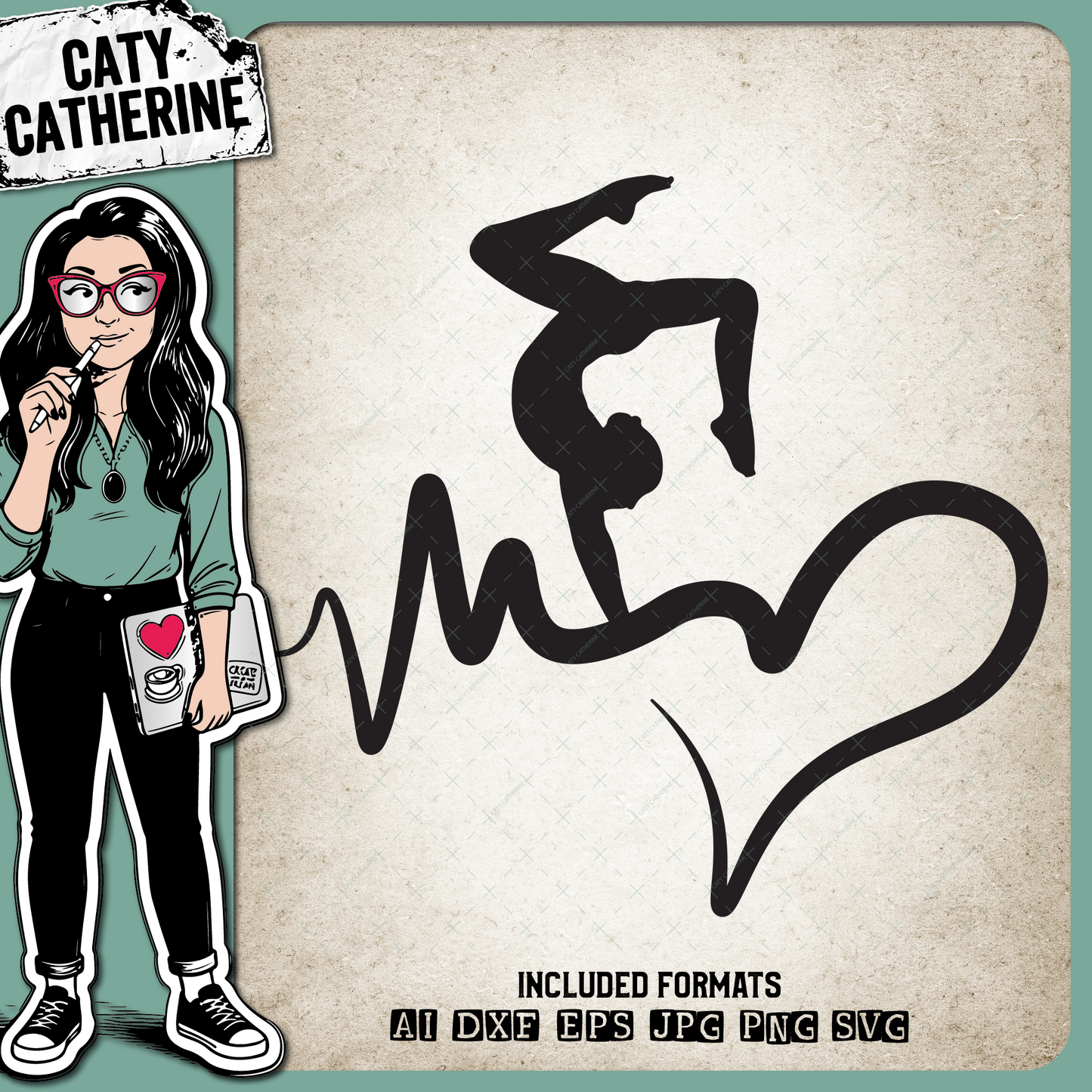 Heartbeat Love Gymnastics – Sport SVG Design by Caty Catherine