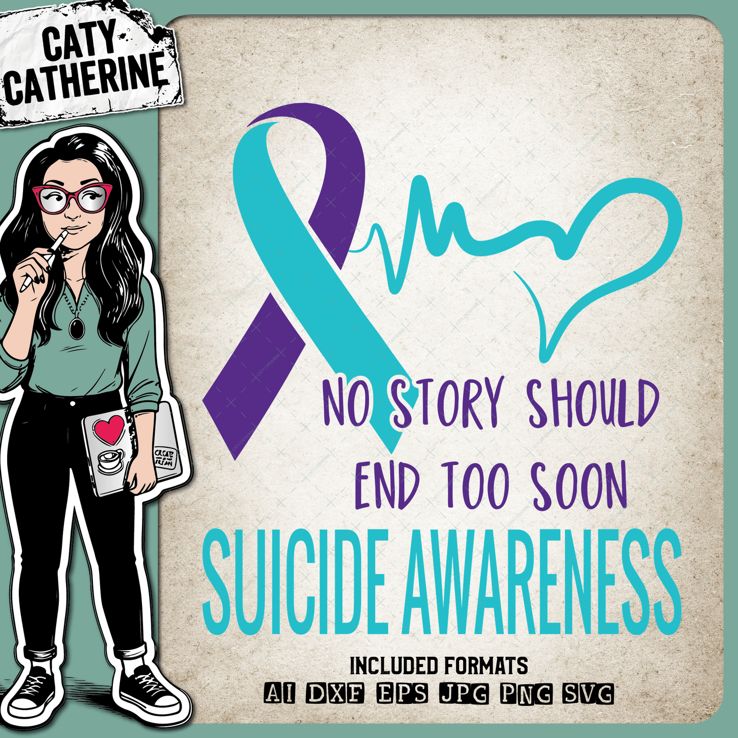 Suicide Awareness Ribbon – Health SVG Design by Caty Catherine
