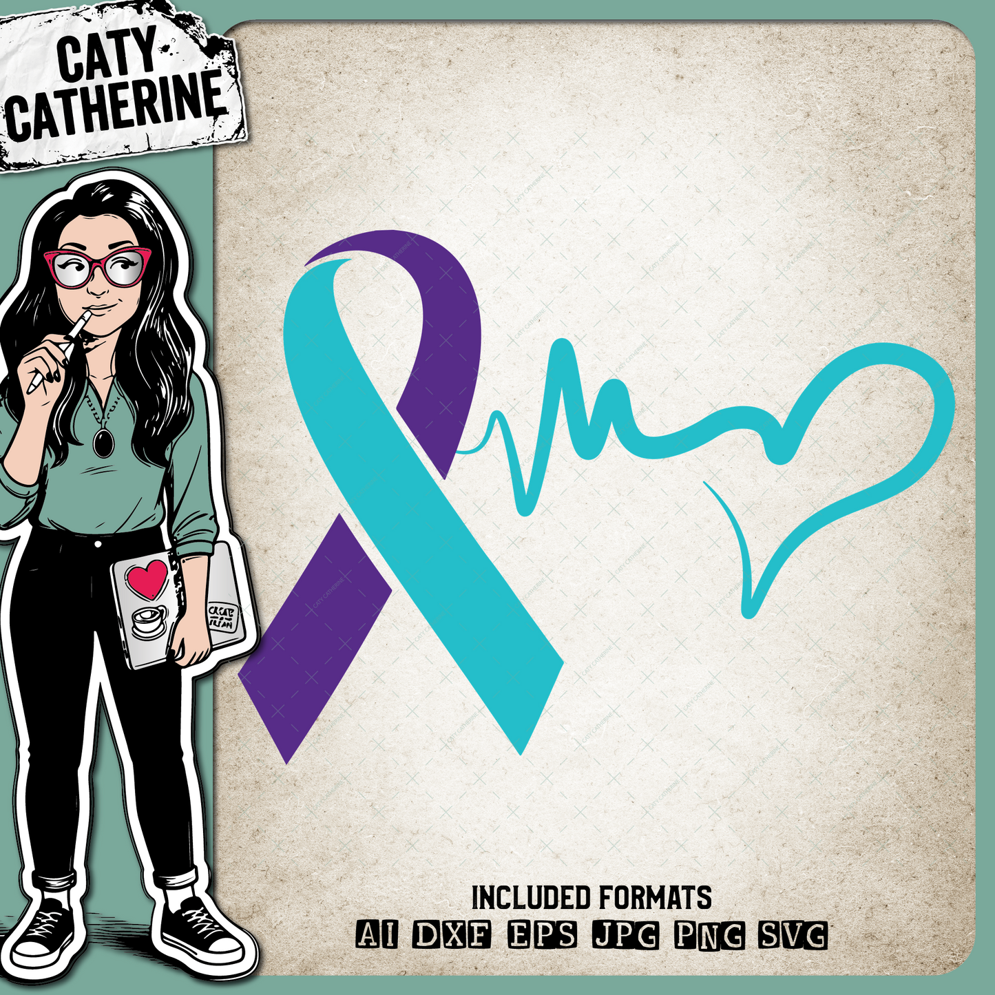 Suicide Awareness Ribbon – Health SVG Design by Caty Catherine