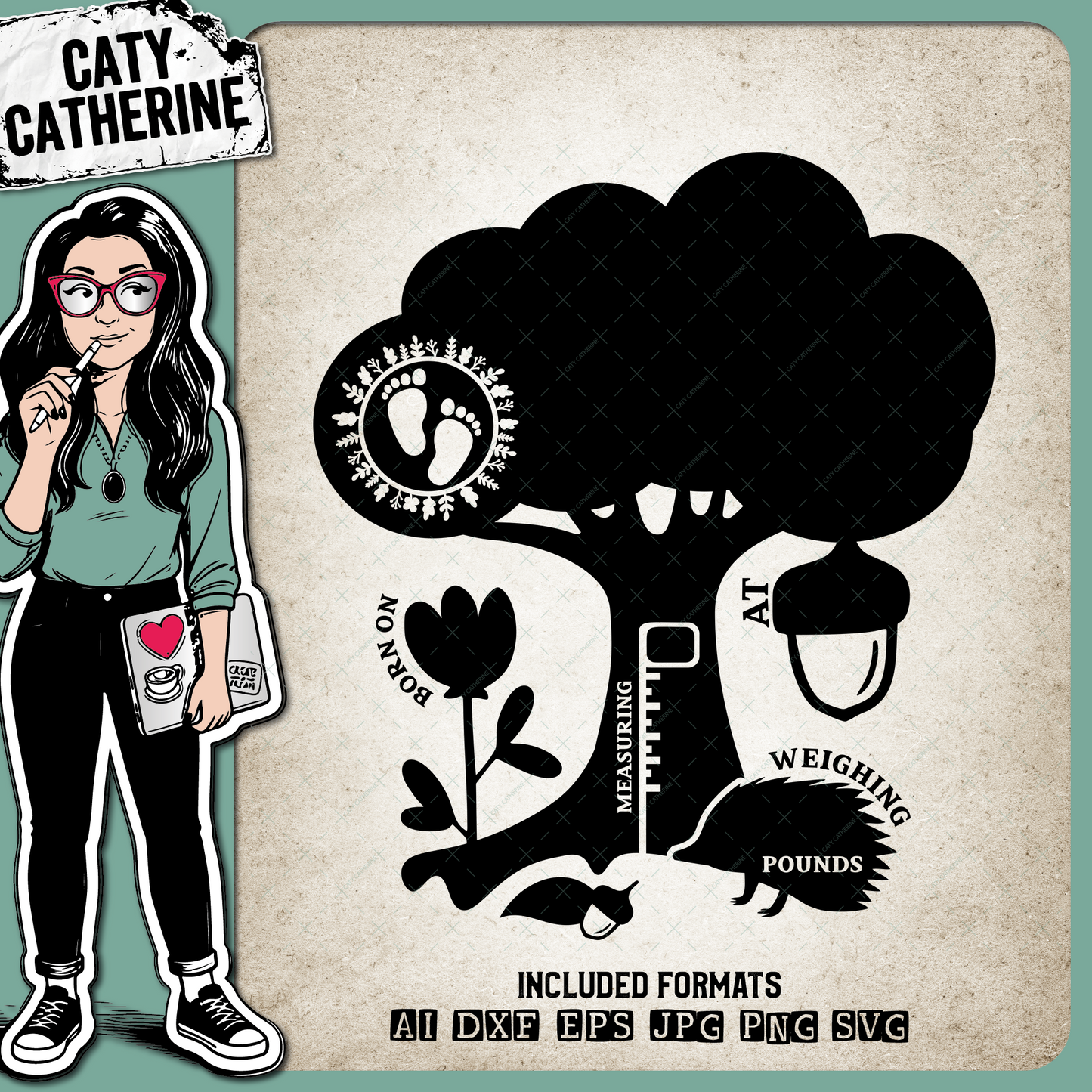 Woodland Baby Birth Stats Editable – Babies & Kids SVG Design by Caty Catherine