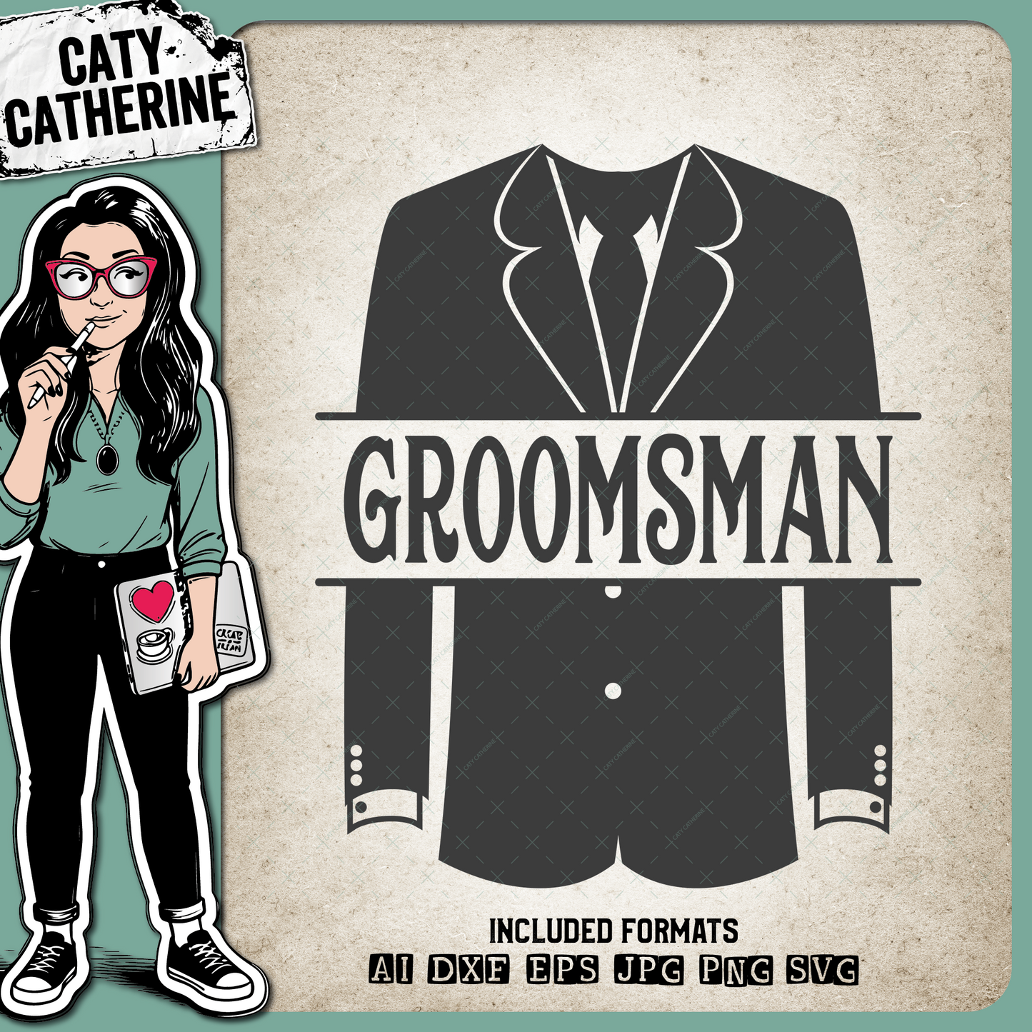 Wedding Party Male Roles Tuxedo Groomsman – SVG Design by Caty Catherine