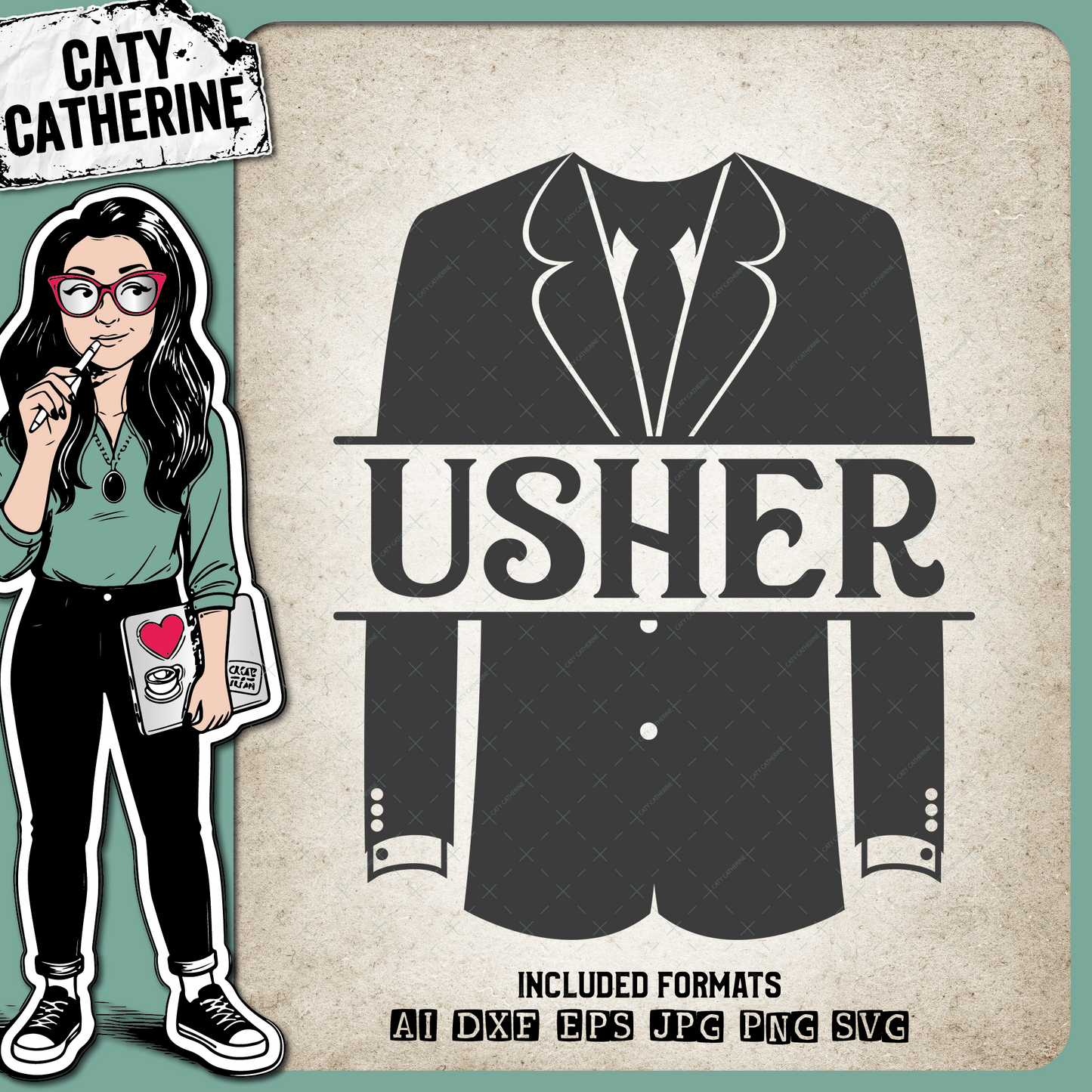 Wedding Party Male Roles Tuxedo Usher – SVG Design by Caty Catherine