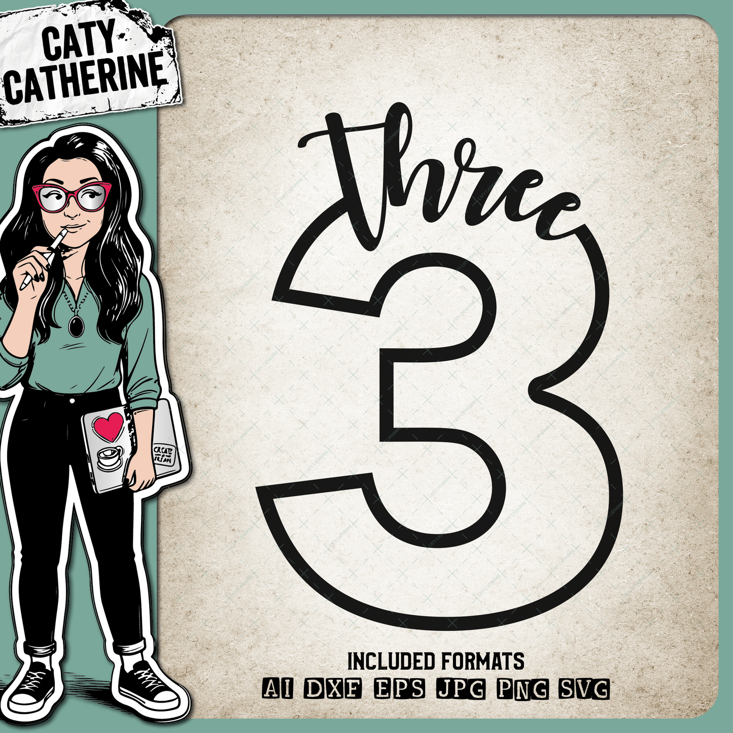 3 Three Years Old – Birthday SVG Design by Caty Catherine