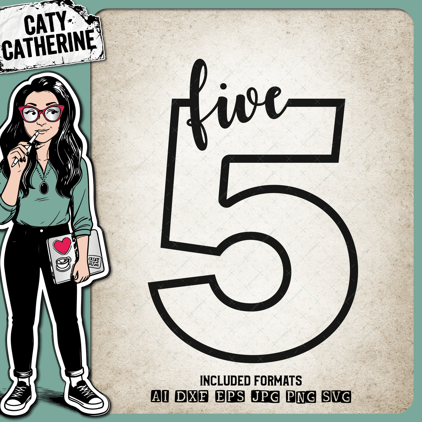 5 Five Years Old – Birthday SVG Design by Caty Catherine