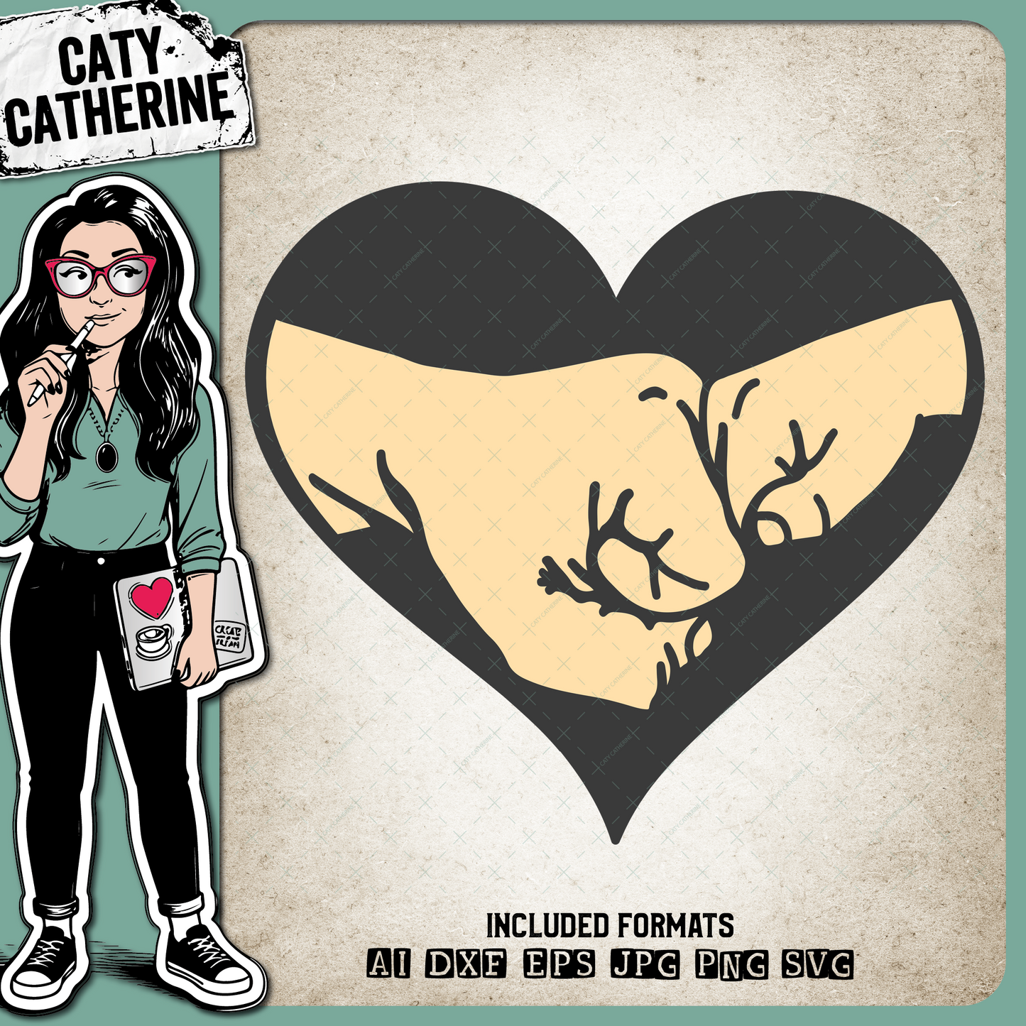 Dad or Papa and Son or Daughter Hands Fist Bump – Family SVG Design by Caty Catherine