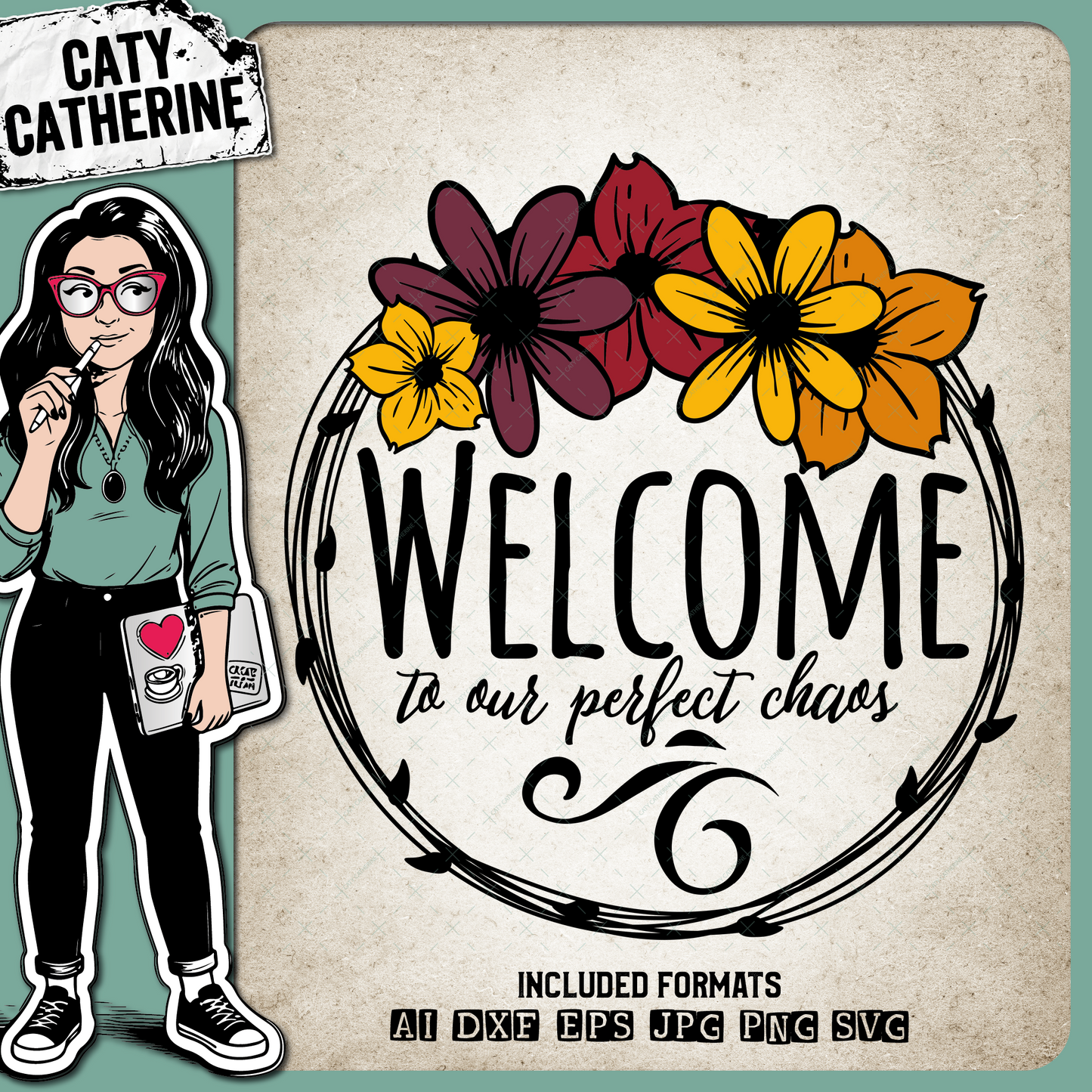Welcome To Our Perfect Chaos Home Sign – Home Decor SVG Design by Caty Catherine