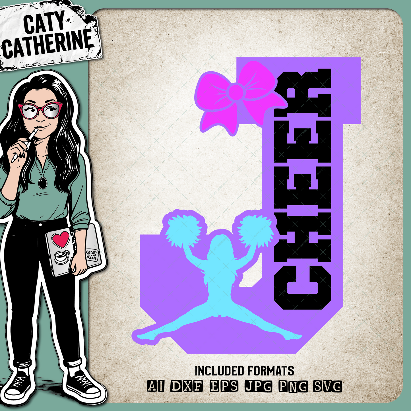 Letter J Cheerleading Monogram Letters – Monograms SVG Design by Caty Catherine