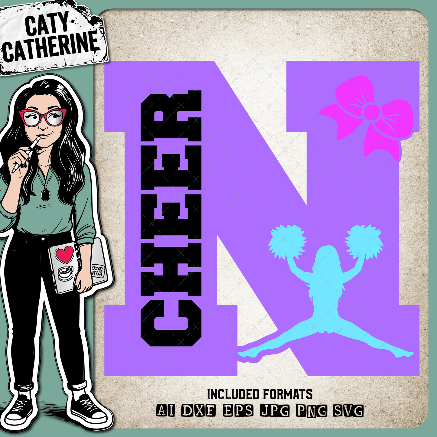 Letter N Cheerleading Monogram Letters – Monograms SVG Design by Caty Catherine