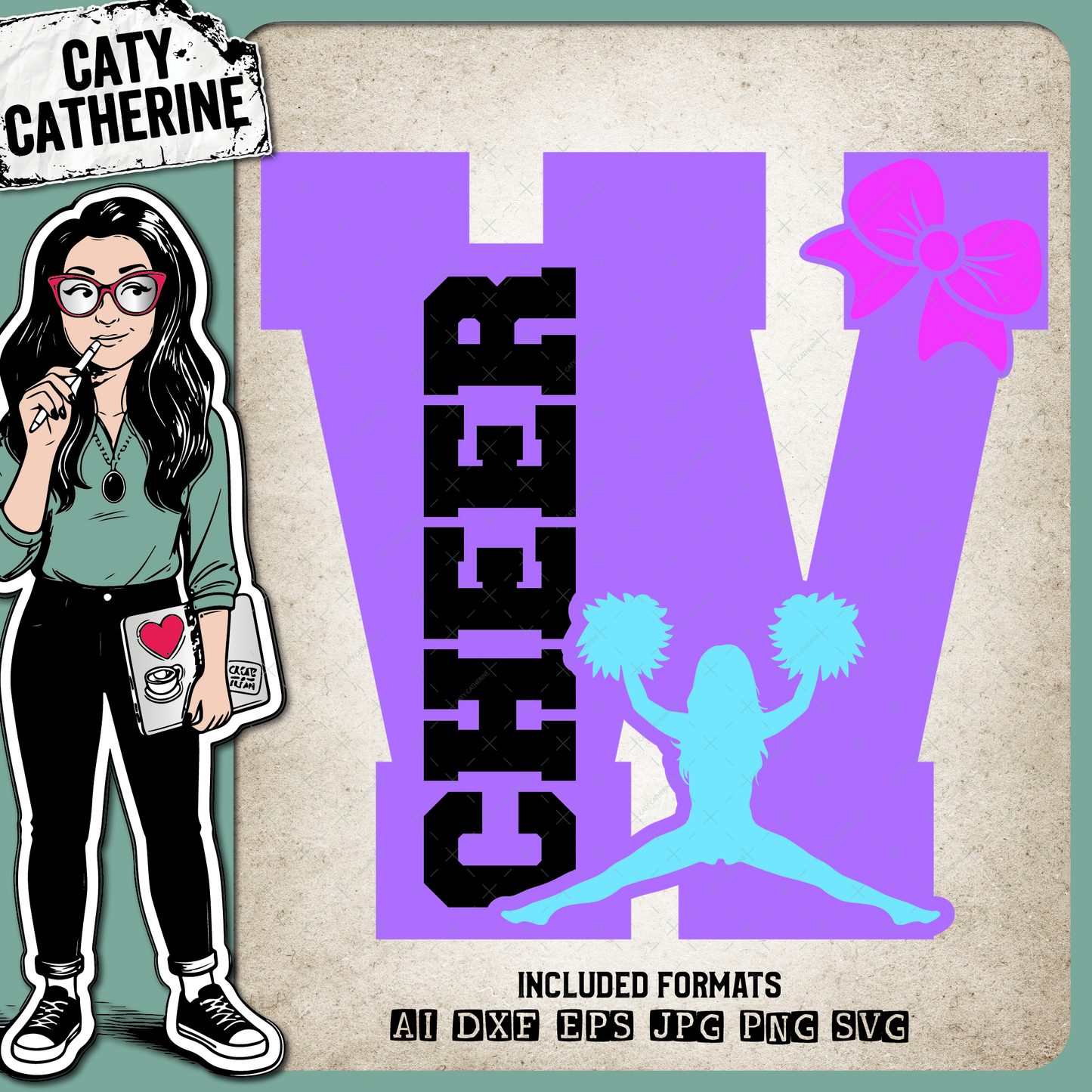 Letter W Cheerleading Monogram Letters – Monograms SVG Design by Caty Catherine