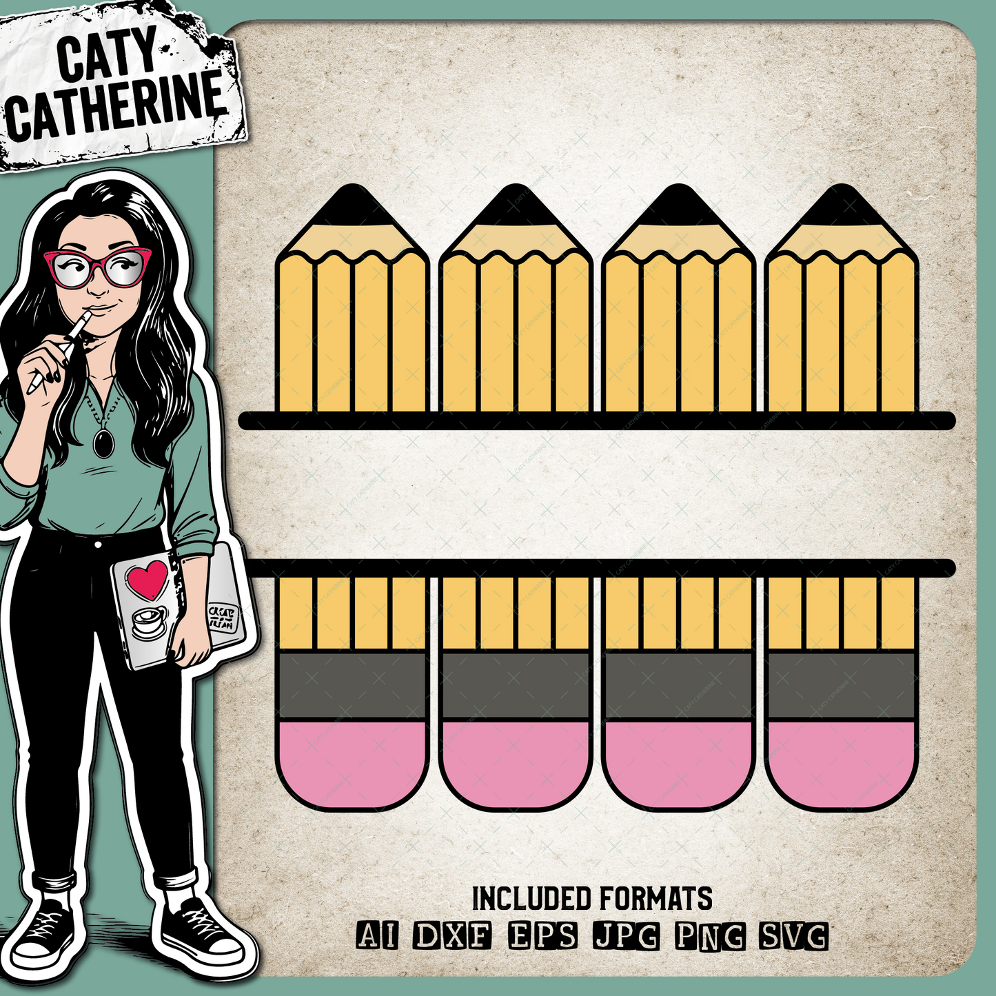 Pencil Monogram Teacher Appreciation Gift – Monograms SVG Design by Caty Catherine