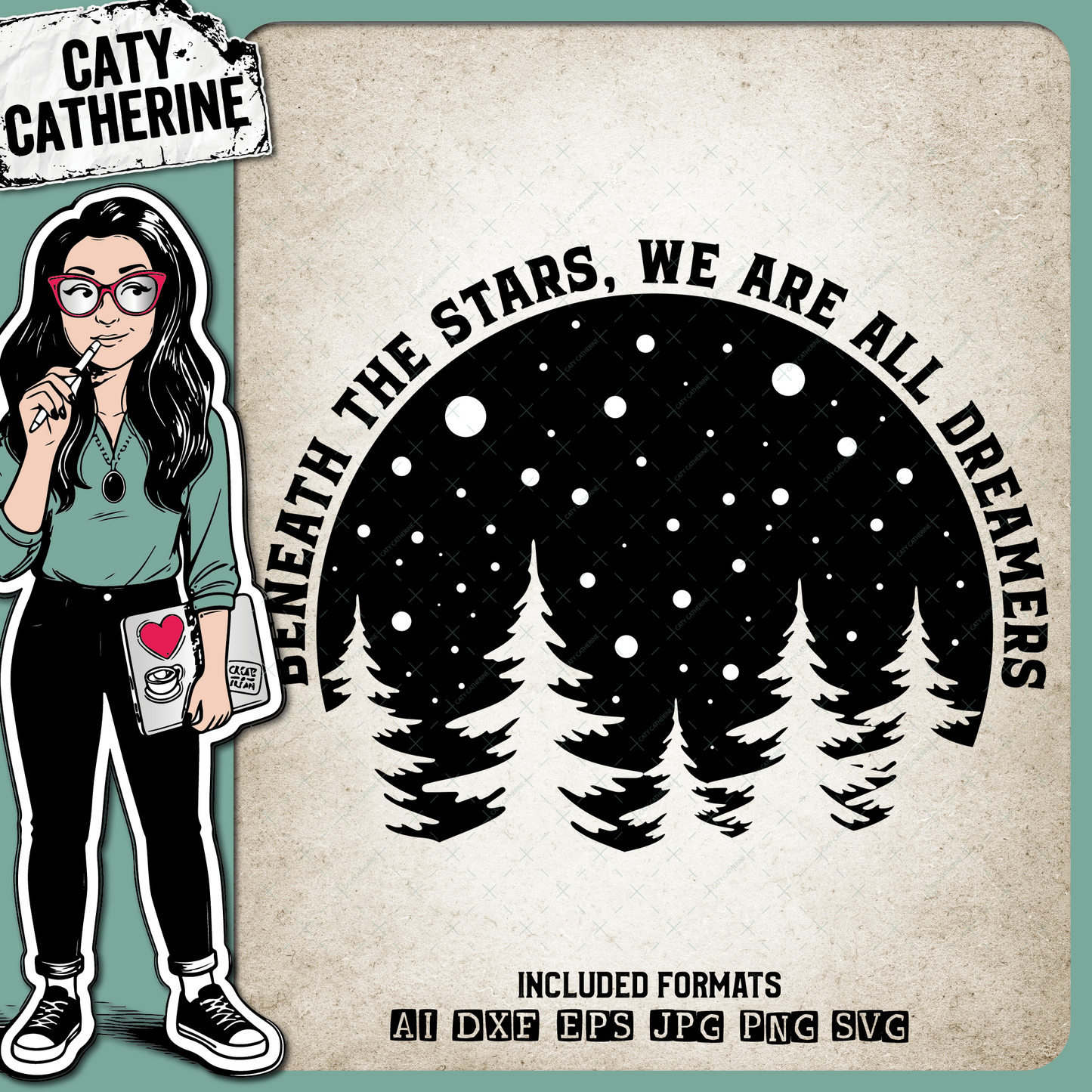 Beneath The Stars, We Are All Dreamers Quote – Quotes & Sayings SVG Design by Caty Catherine