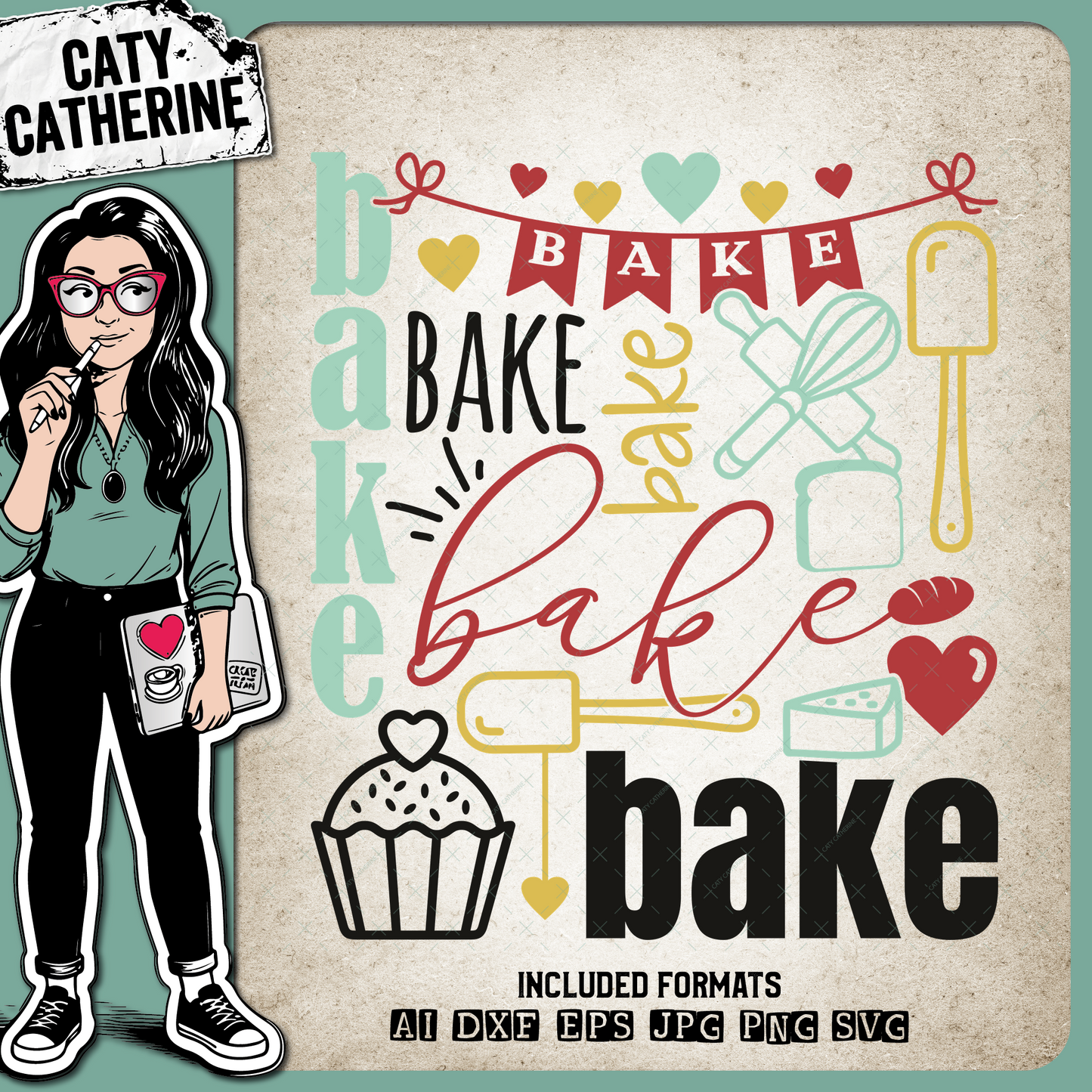 Bake Typography Baking Graphic – Food & Drink SVG Design by Caty Catherine