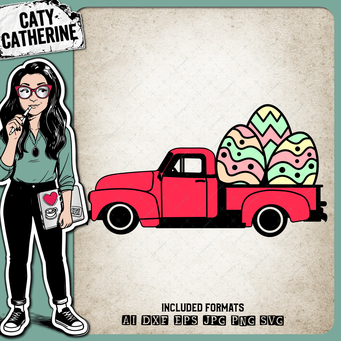 Easter Egg Red Truck – SVG Design by Caty Catherine