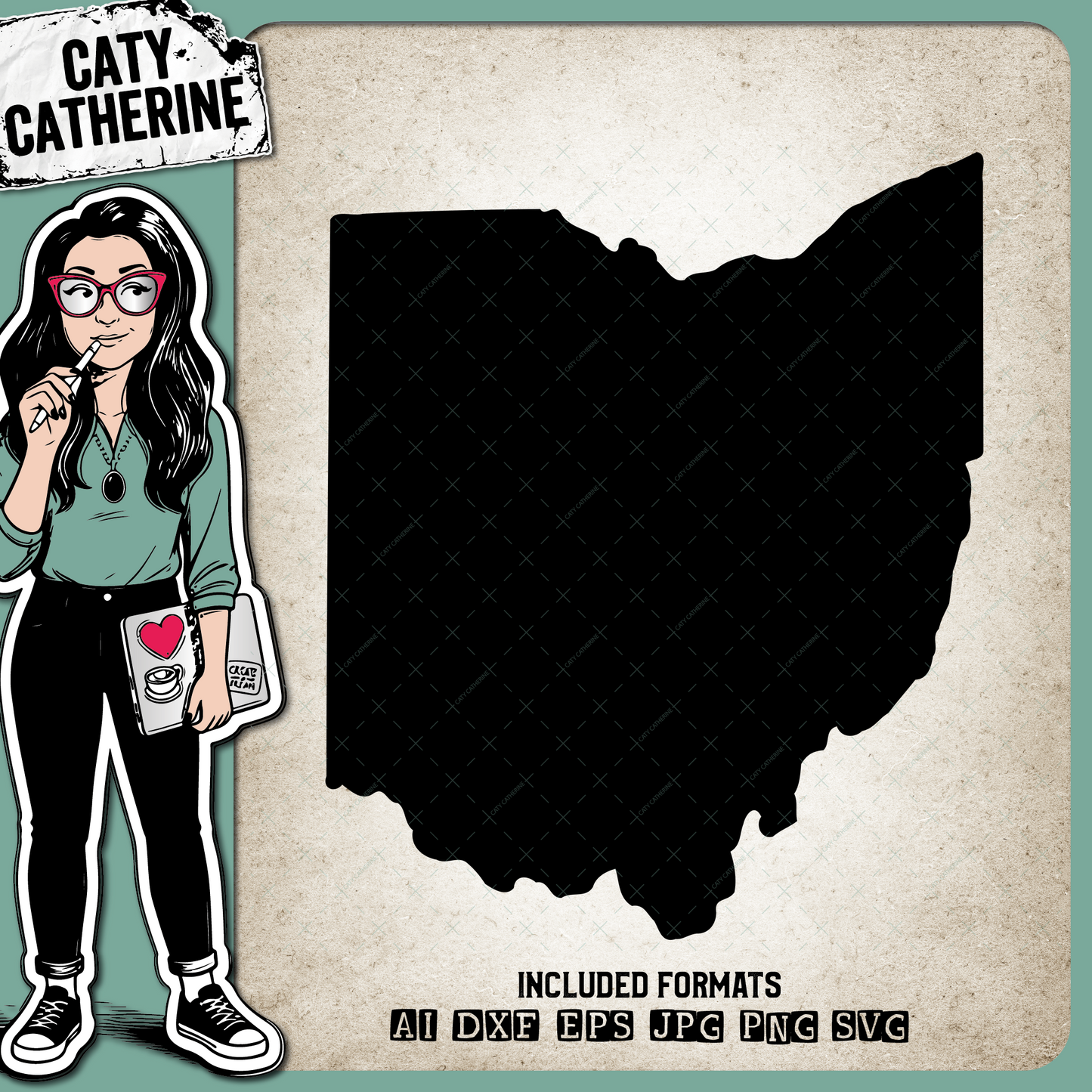 Ohio Blank Template US State – Travel SVG Design by Caty Catherine