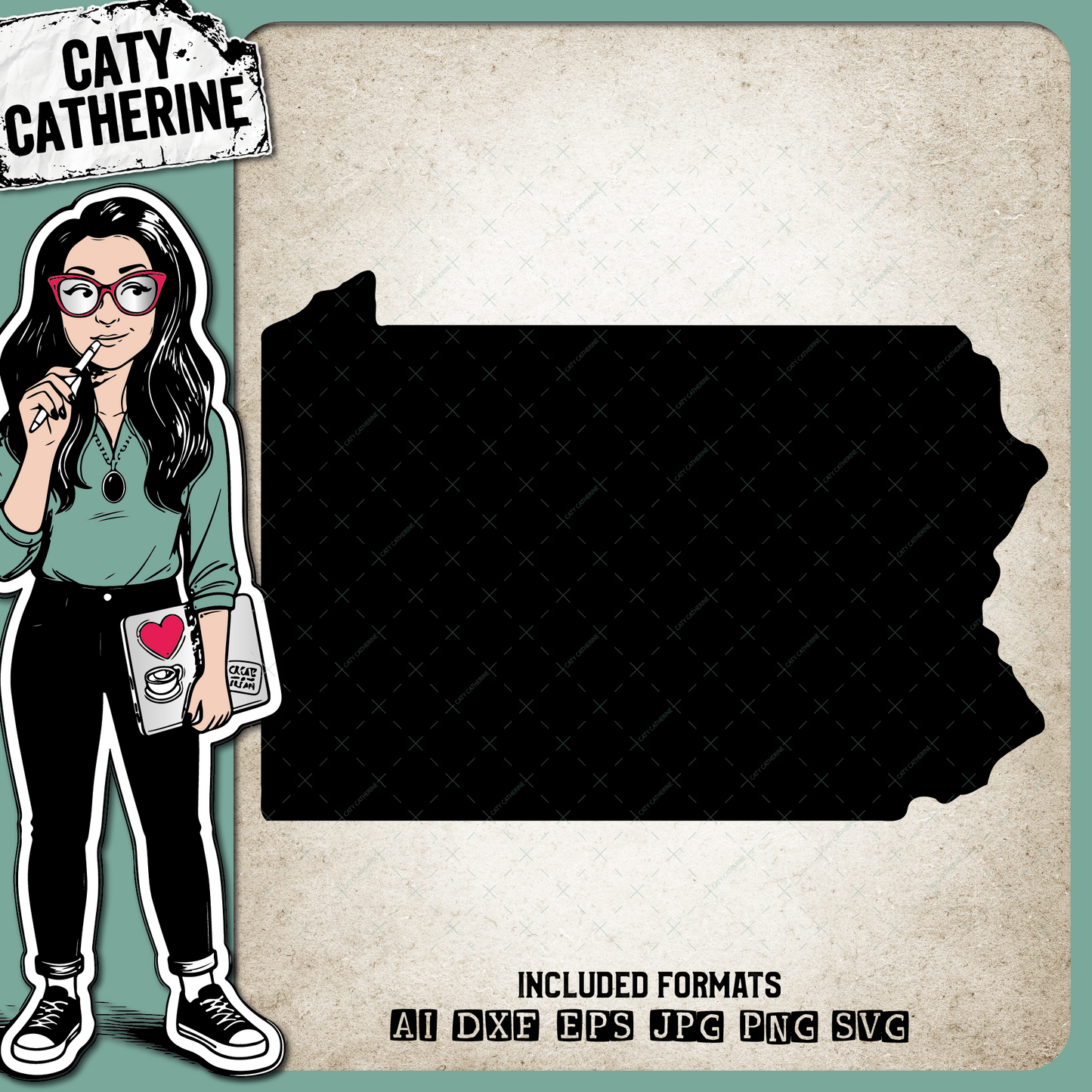 Pennsylvania Blank Template US State – Travel SVG Design by Caty Catherine