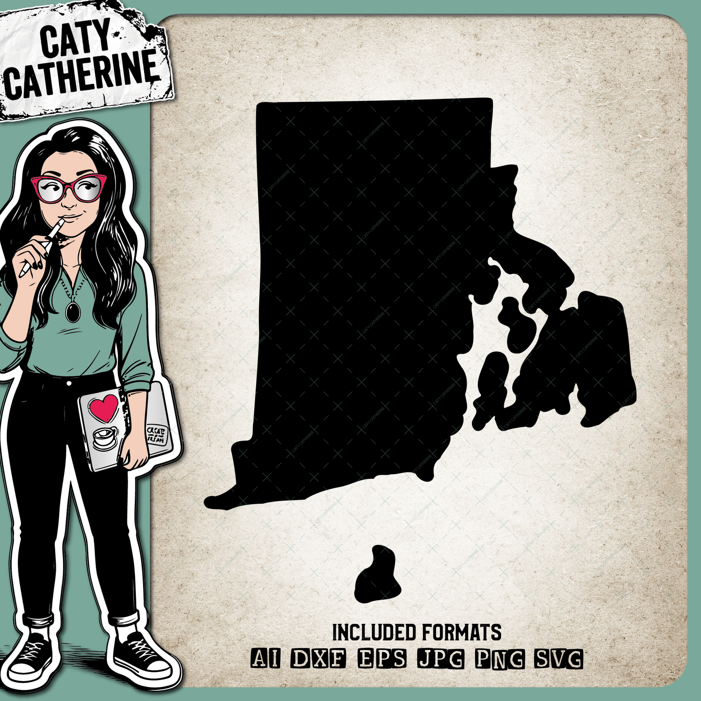 Rhode Island Blank Template US State – Travel SVG Design by Caty Catherine