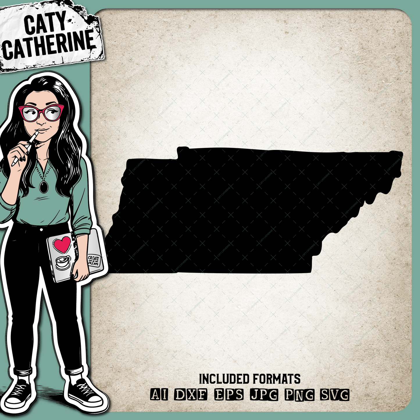 Tennessee Blank Template US State – Travel SVG Design by Caty Catherine