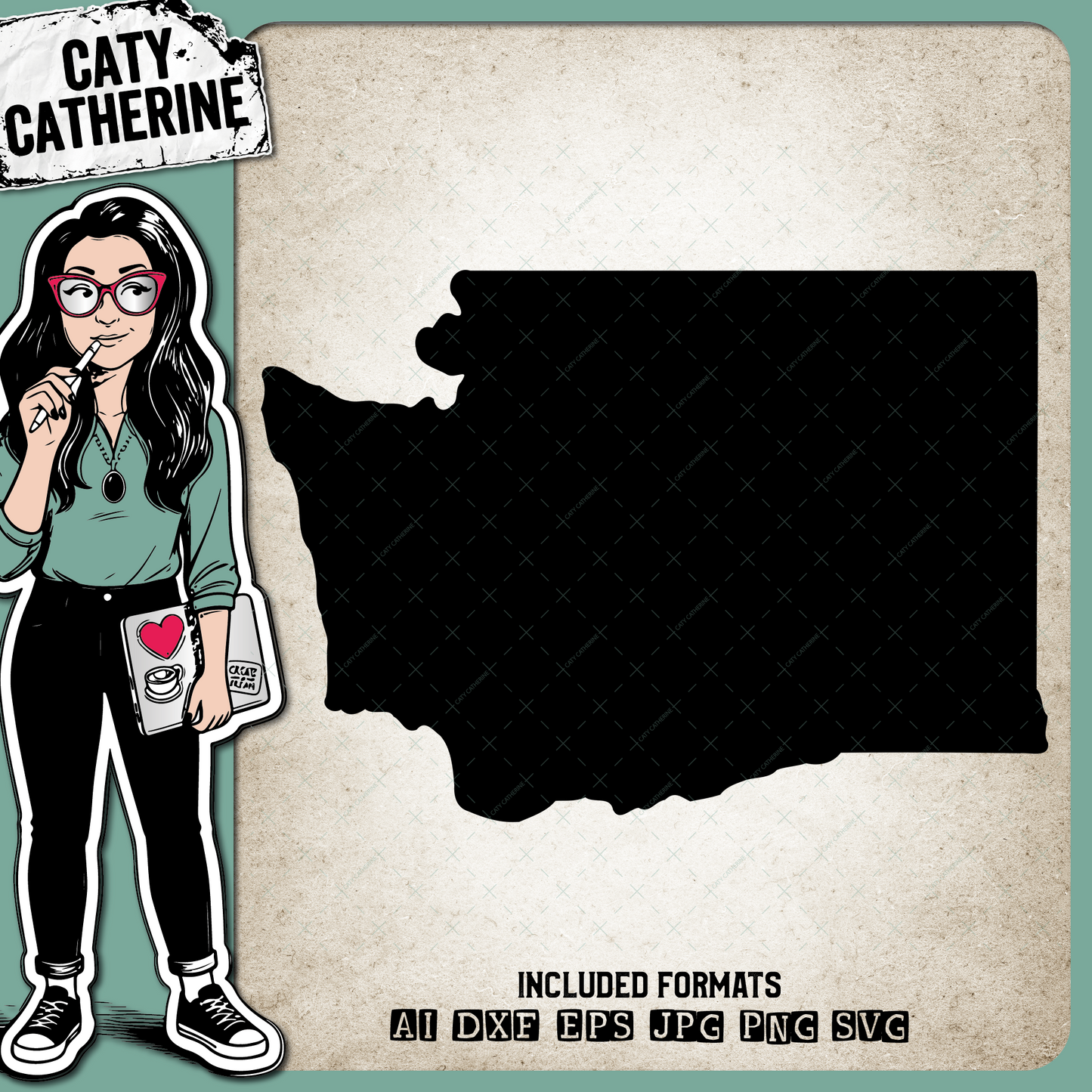 Washington Blank Template US State – Travel SVG Design by Caty Catherine