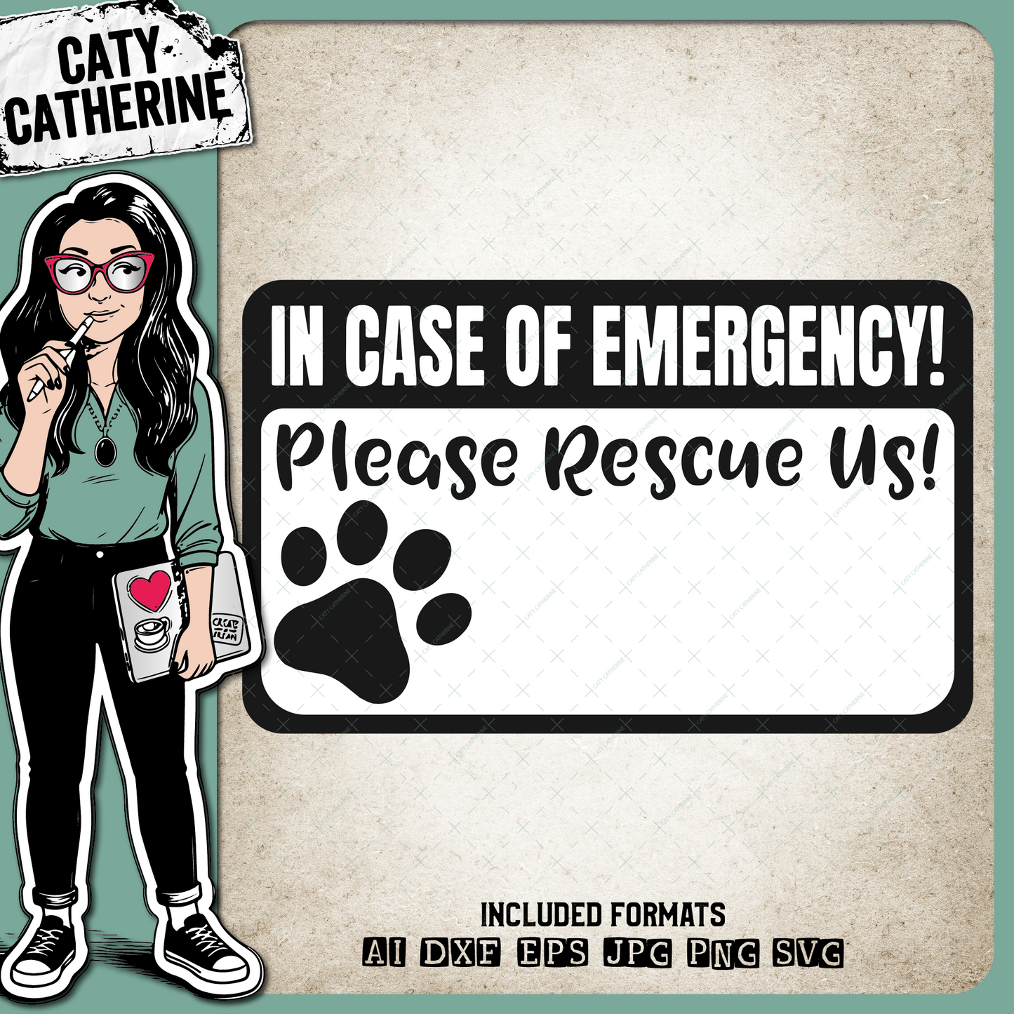 In Case Of Emergency Please Rescue Me Pet Sign – Pets & Animals SVG Design by Caty Catherine