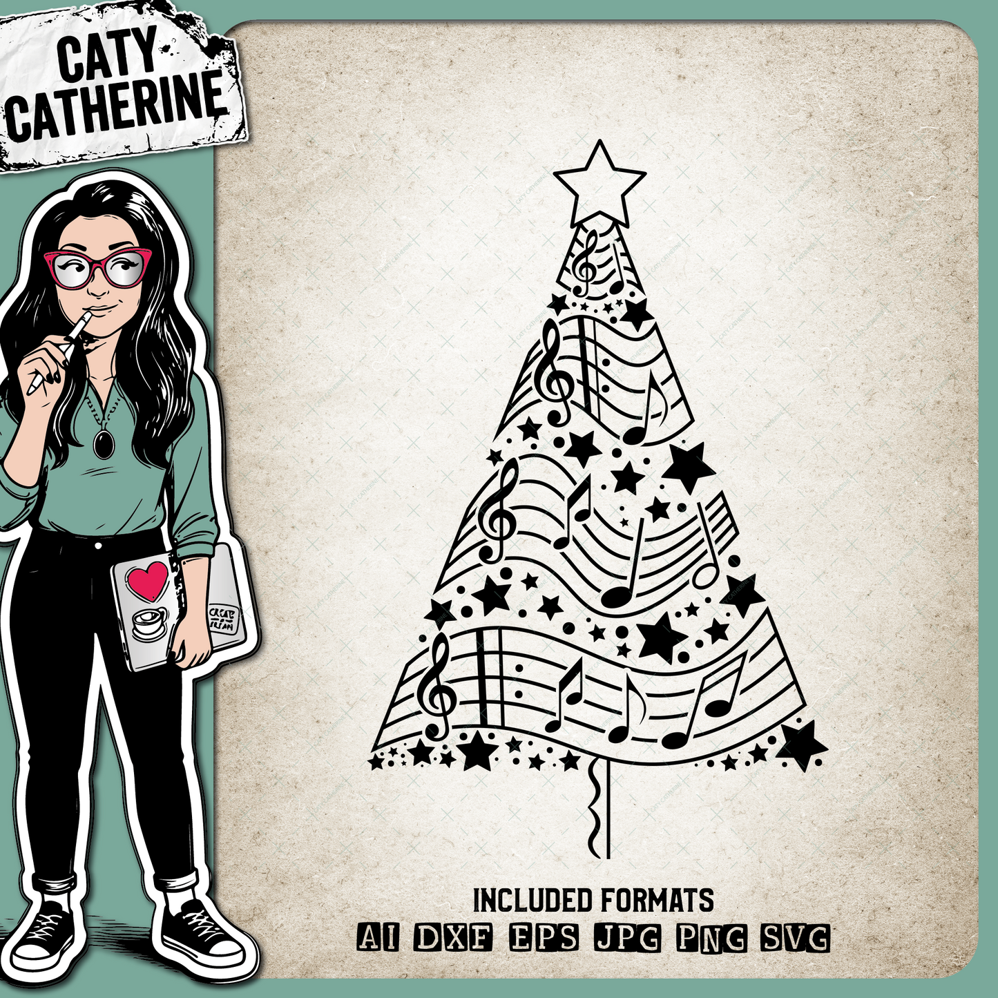 Musical Notation Christmas Tree Music Lover – SVG Design by Caty Catherine