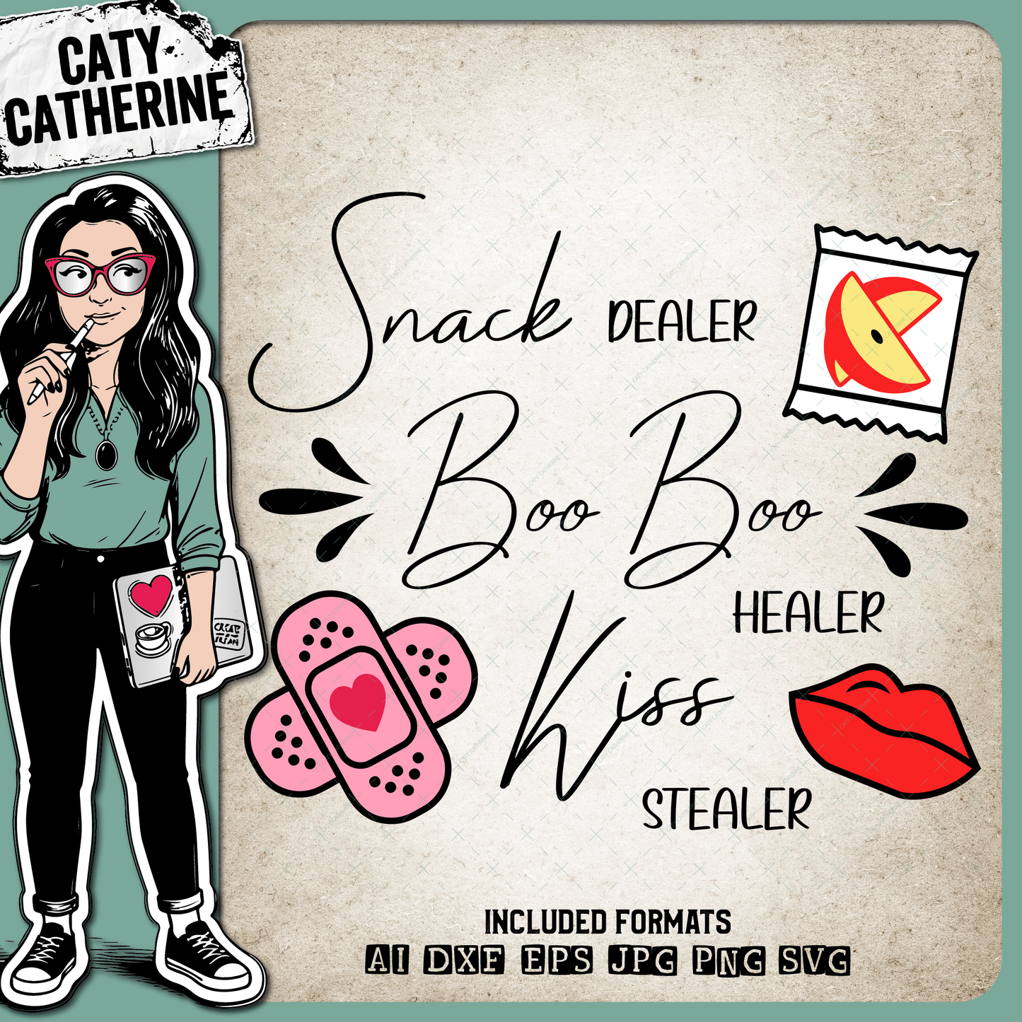 Snack Dealer Boo Boo Healer Kiss Stealer Nursery Kindergarten Pre-School Teacher – Occupations SVG Design by Caty Catherine