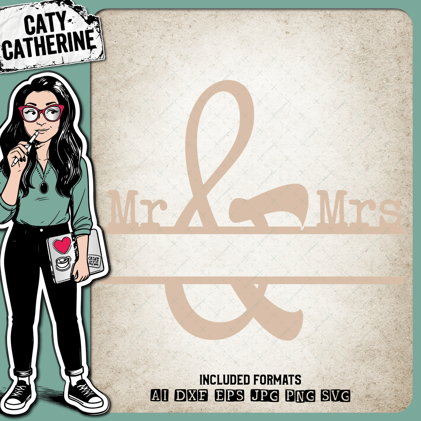 Mr & Mrs Ampersand Wedding Anniversary Split Monogram – Monograms SVG Design by Caty Catherine