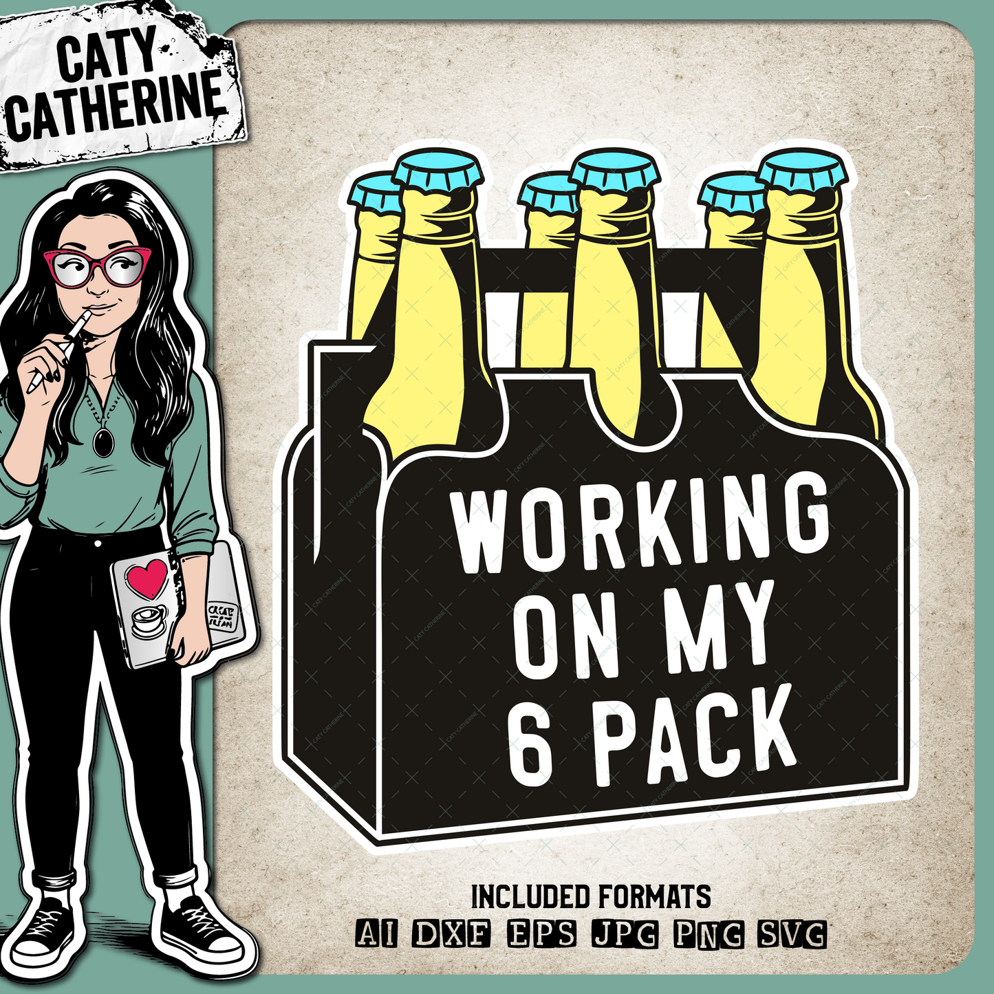 Working On My 6 Pack Funny Workout Beer Quote Father's Day – Quotes & Sayings SVG Design by Caty Catherine