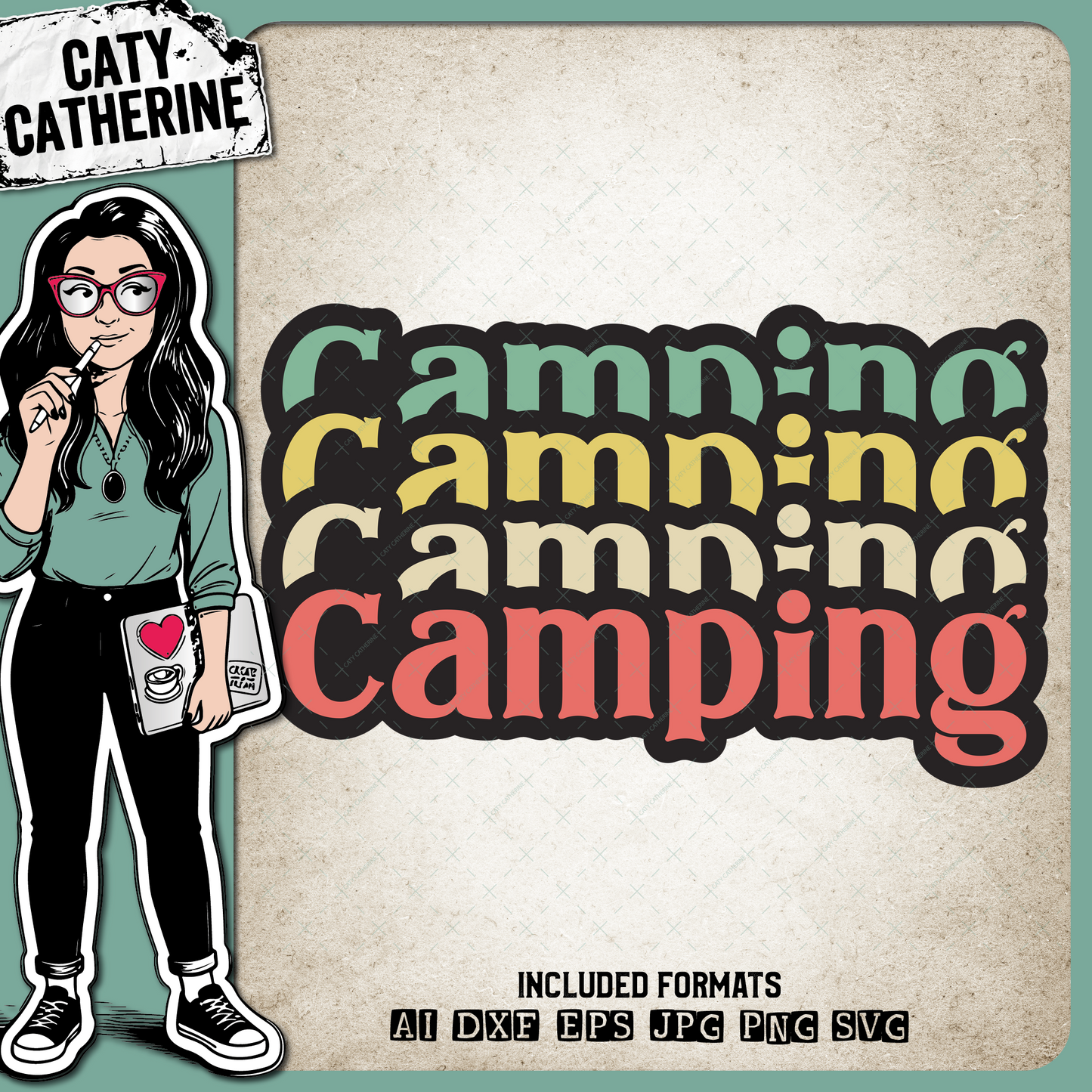 Camping Retro Graphic Stacked Letters – Outdoors SVG Design by Caty Catherine