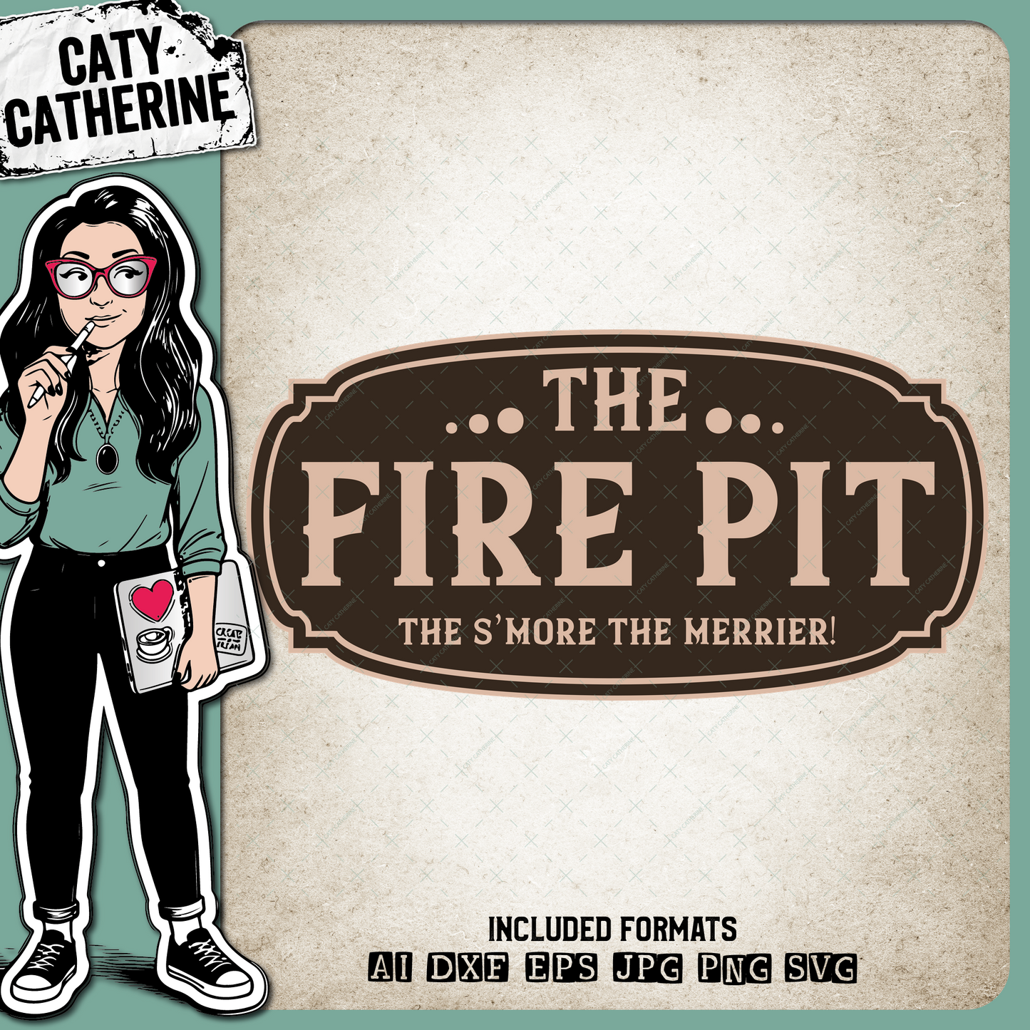 The Fire Pit The S'More ( More ) The Merrier Camp Garden DIY Sign – Food & Drink SVG Design by Caty Catherine