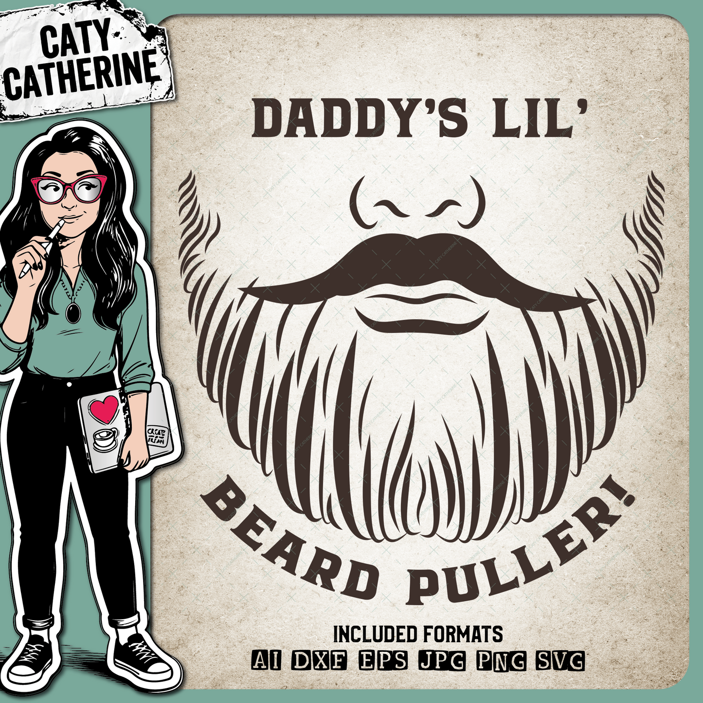 Daddy's Little ( Lil' ) Beard Puller – Babies & Kids SVG Design by Caty Catherine