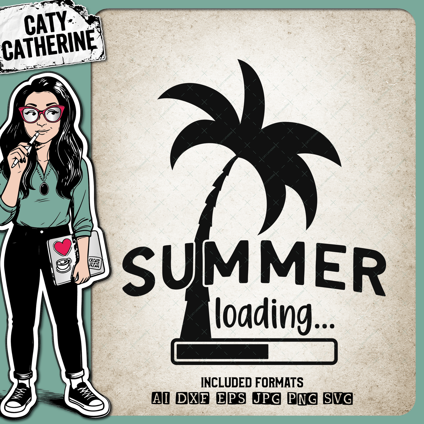 Summer Loading Progress Bar Palm Tree Graphic – Seasonal SVG Design by Caty Catherine