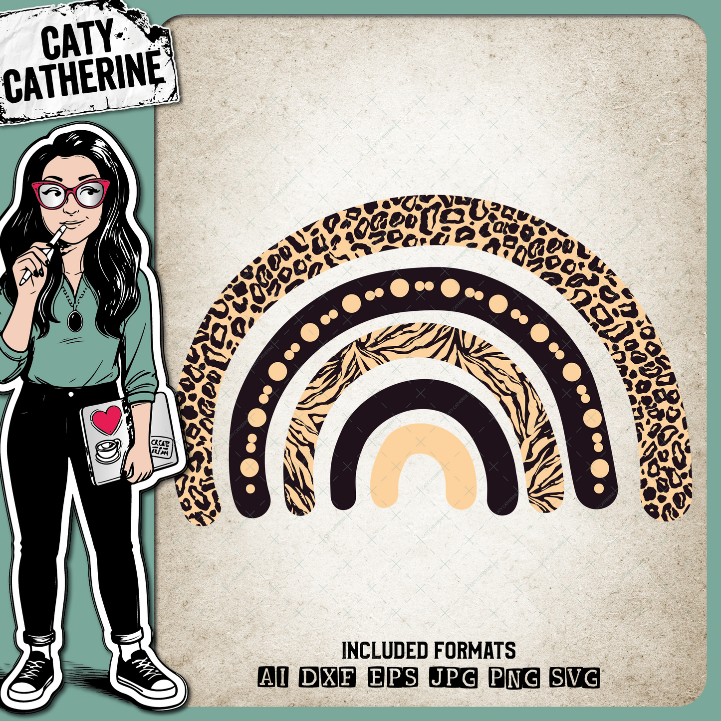 Animal Print Doodle Rainbow – Seasonal SVG Design by Caty Catherine