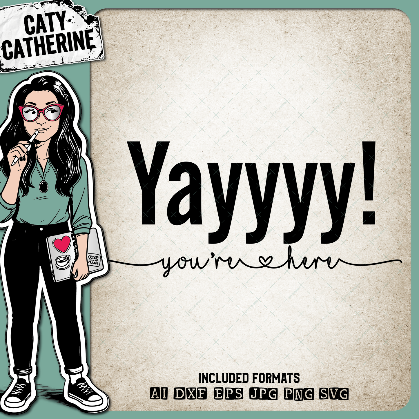 Yayyyy You're Here Funny DIY Coir Welcome Mat Design – Home Decor SVG Design by Caty Catherine