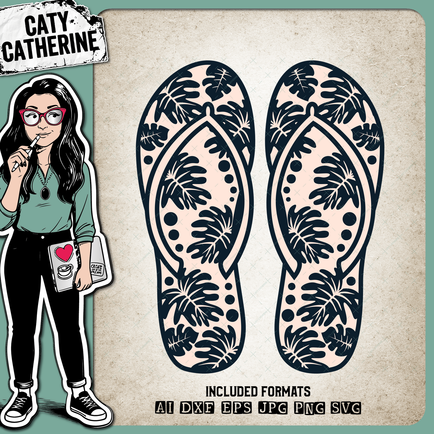 Tropical Flip Flops Summer Graphic – Seasonal SVG Design by Caty Catherine