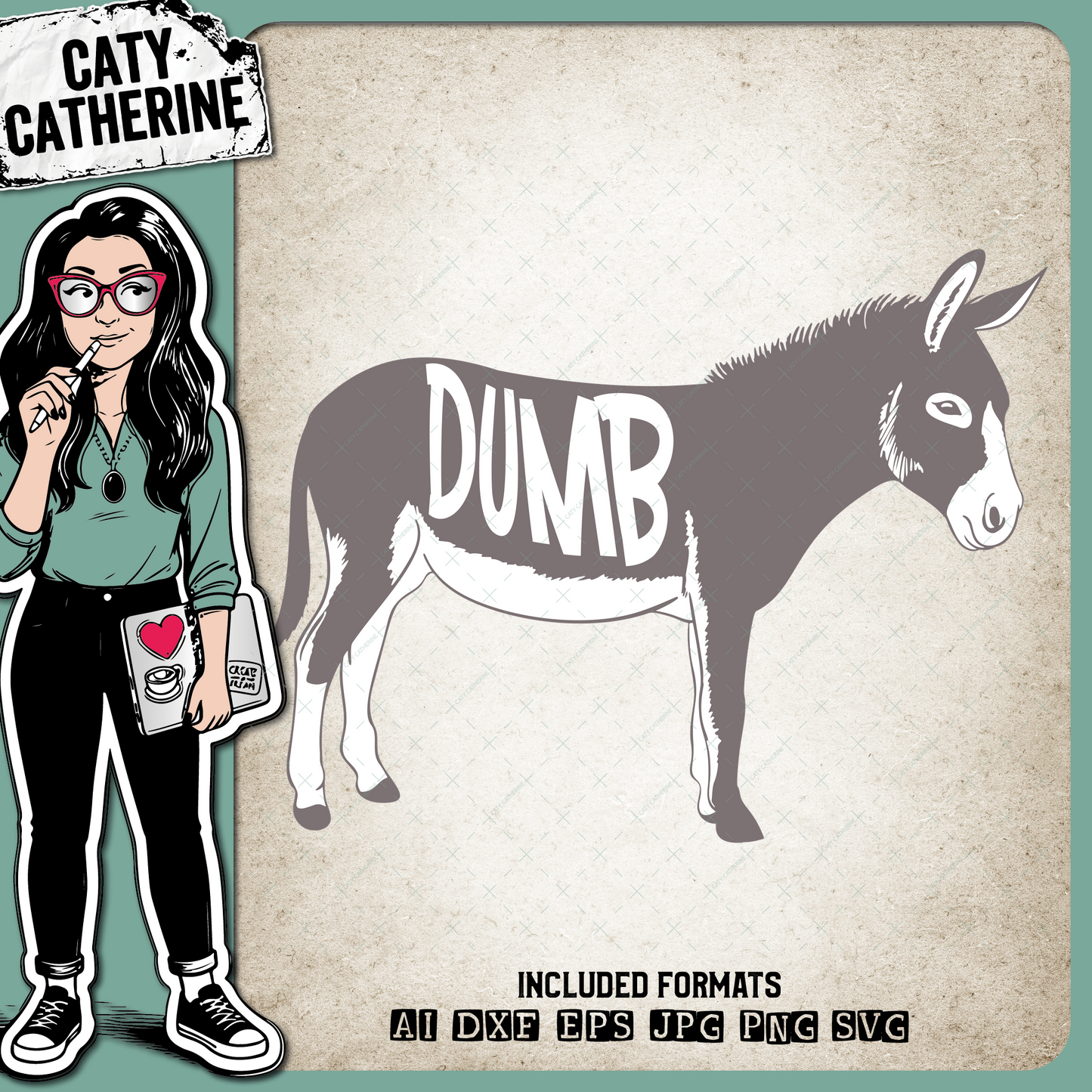 Dumb Ass Funny Donkey Graphic – Quotes & Sayings SVG Design by Caty Catherine